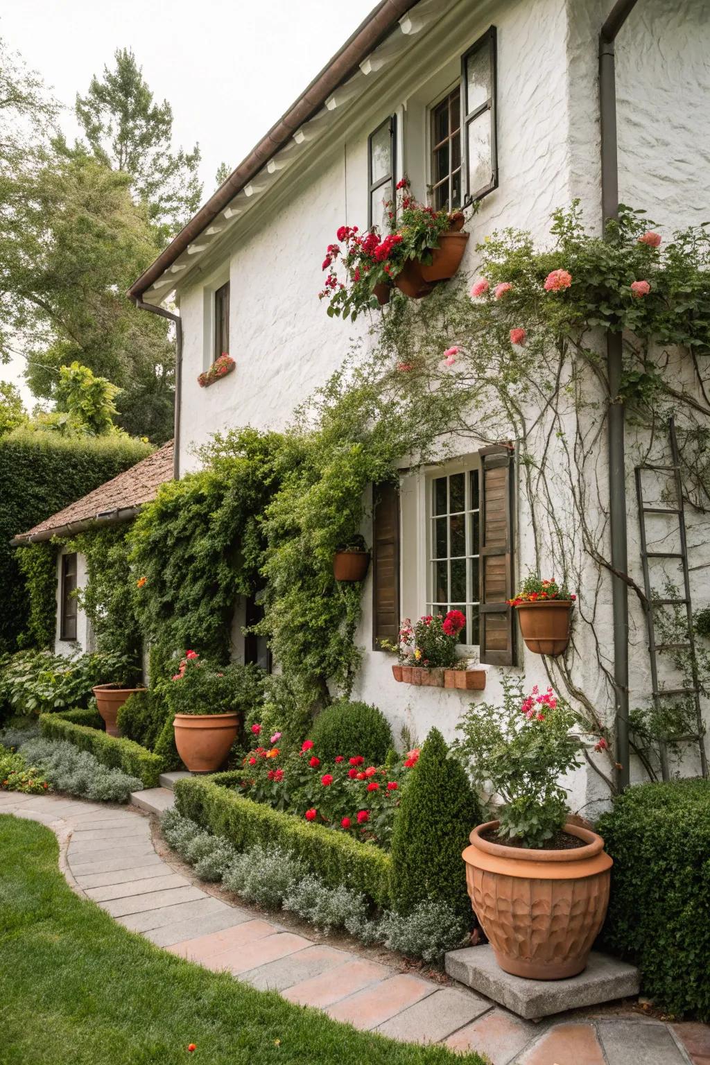 Plasterwork siding creates a timeless Mediterranean façade.
