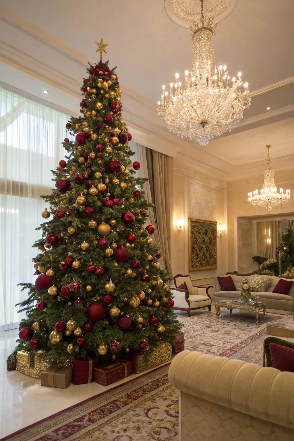 Vinous and aurum combine to create a lavish, luxurious Christmas setting.