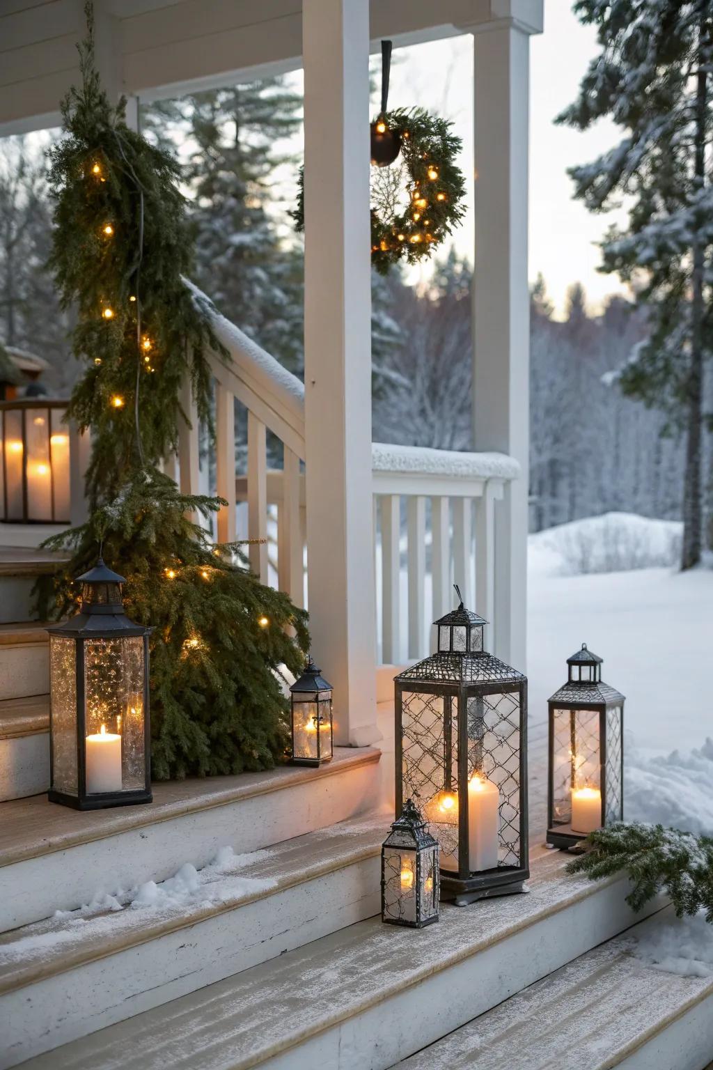 Lanterns provide a tender, vintage allure.