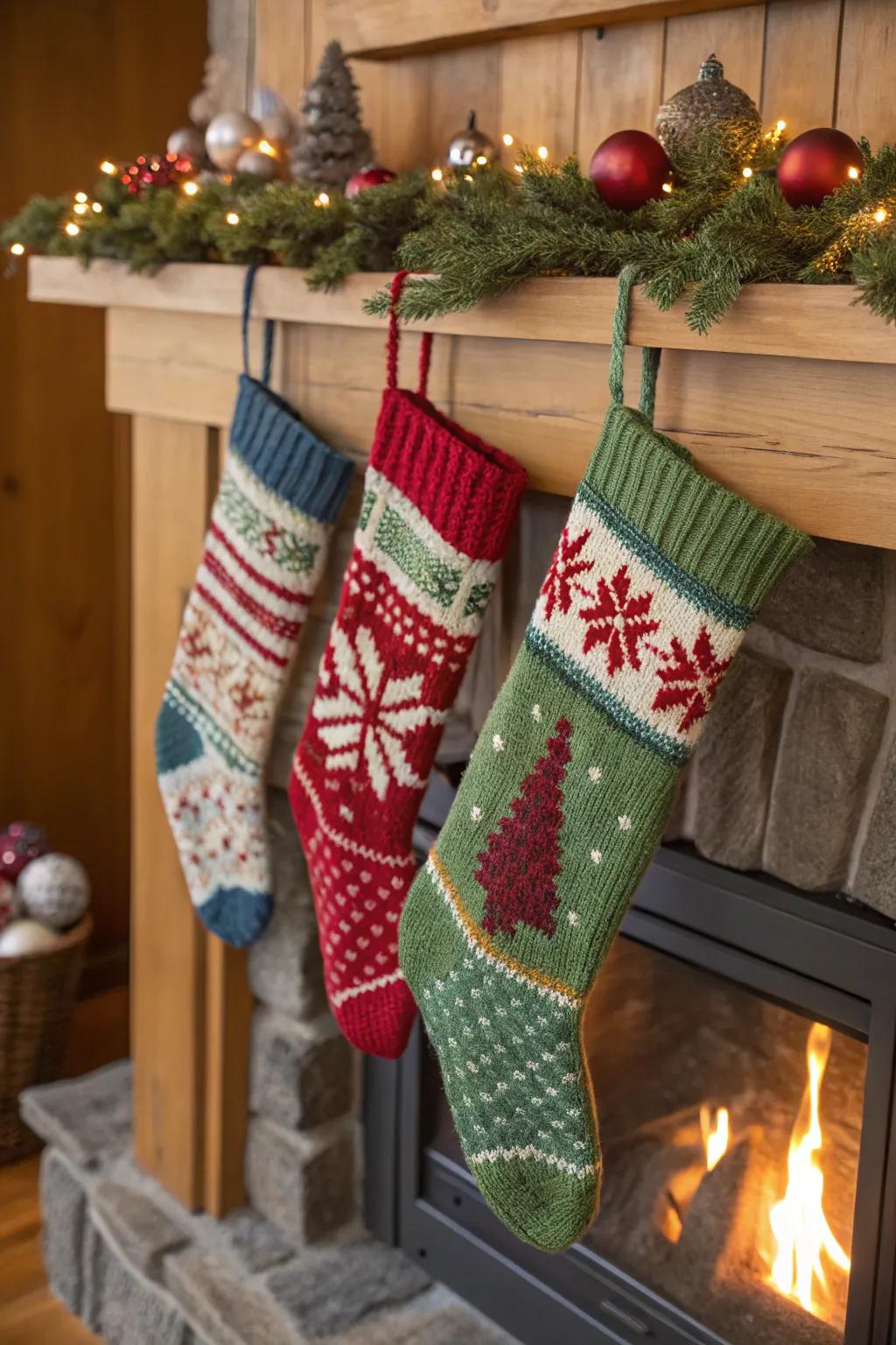 DIY knitted stockings add a personal and cozy touch to Christmas.