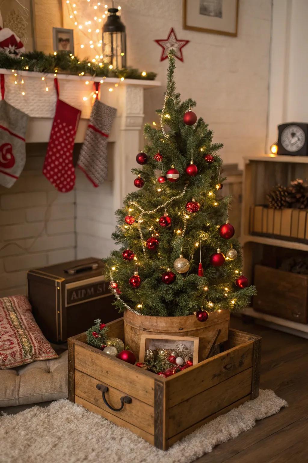Venerable hutches infuse a nostalgic sentiment into your tree's foundation.