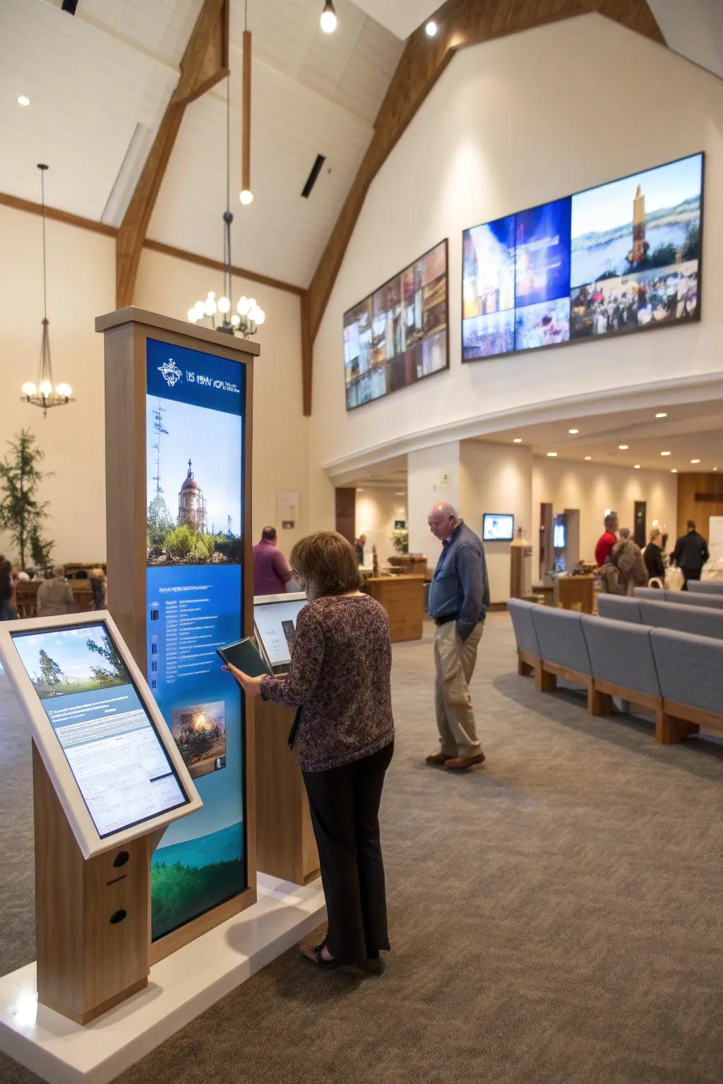 Electronic displays keep guests informed and involved.