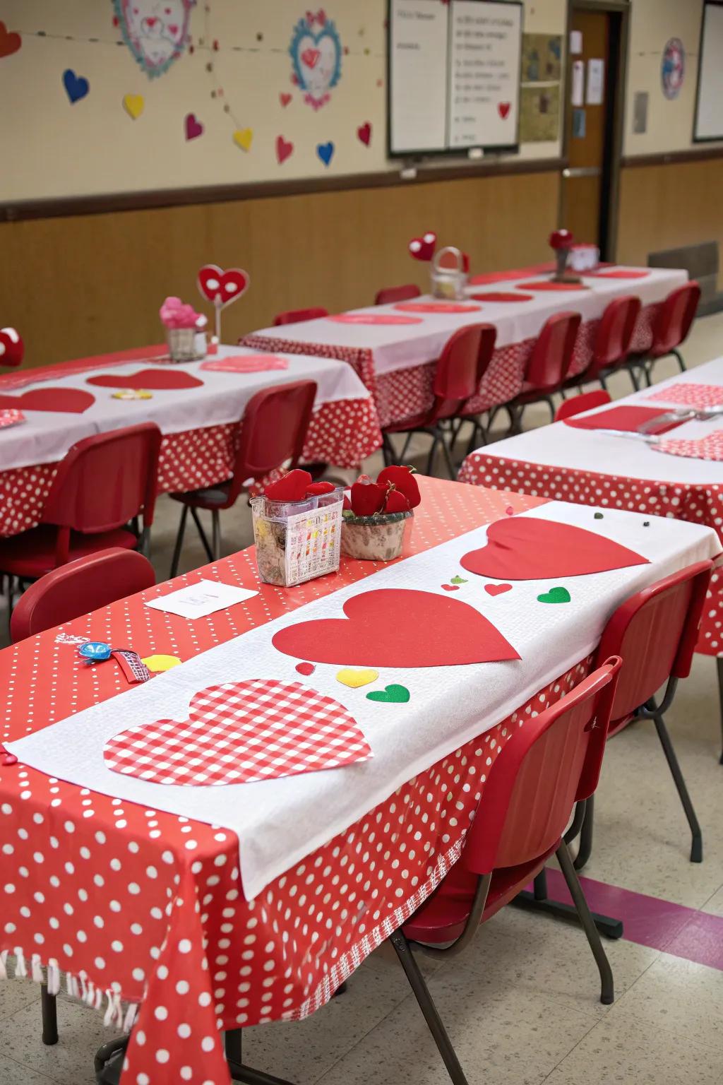 Celebratory table arrangements for a memorable Valentine's snack duration.