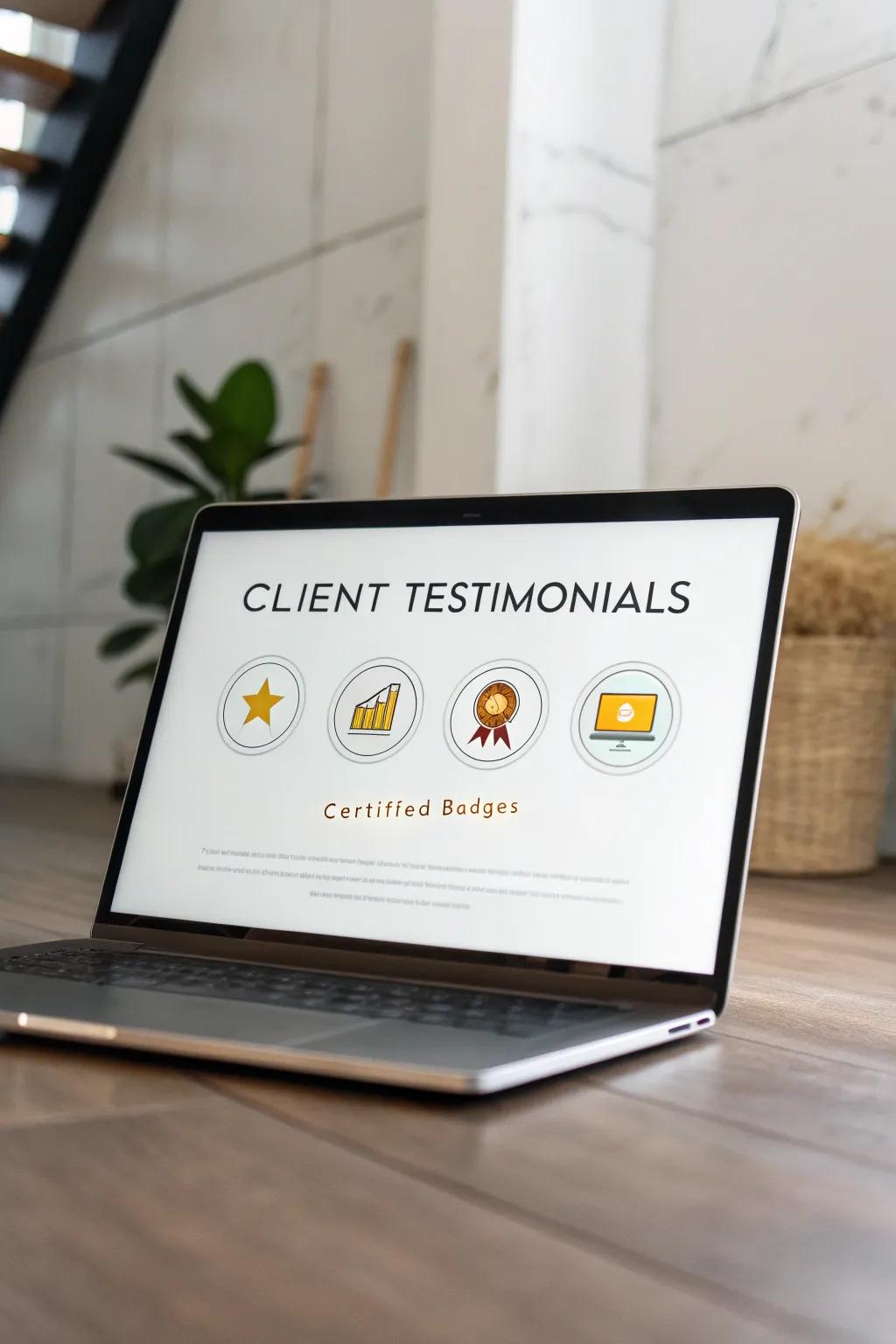 Testimonials and trust badges enhancing credibility.