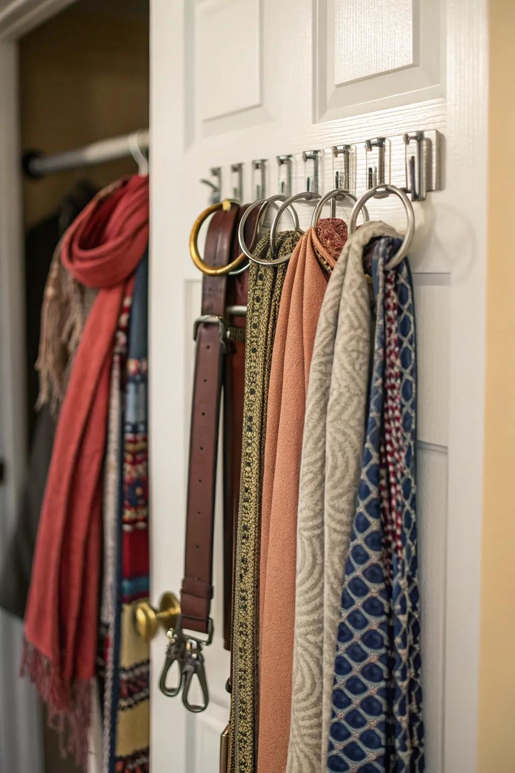 Discover the art of accessible storage with hooks, keeping your accessories in perfect order.