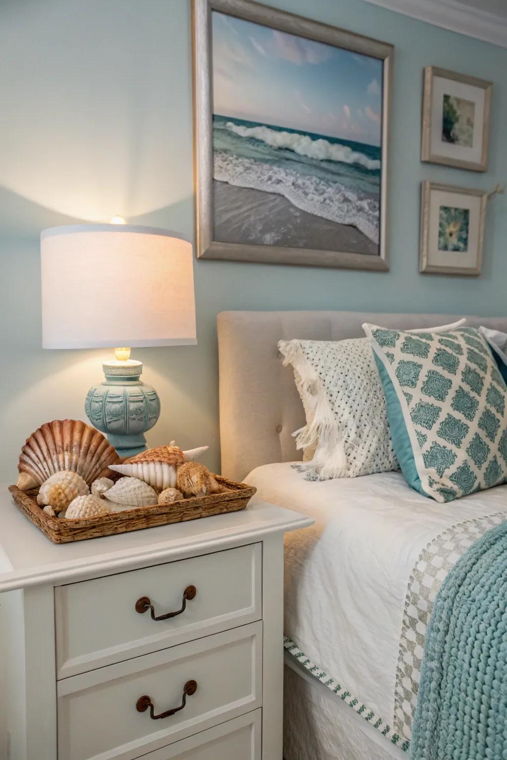 Beach-themed accents personalize your coastal getaway.