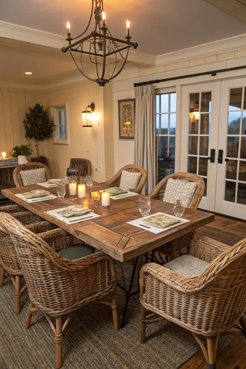 Informal, timeworn furnishings enhance the laid-back coastal ambiance.