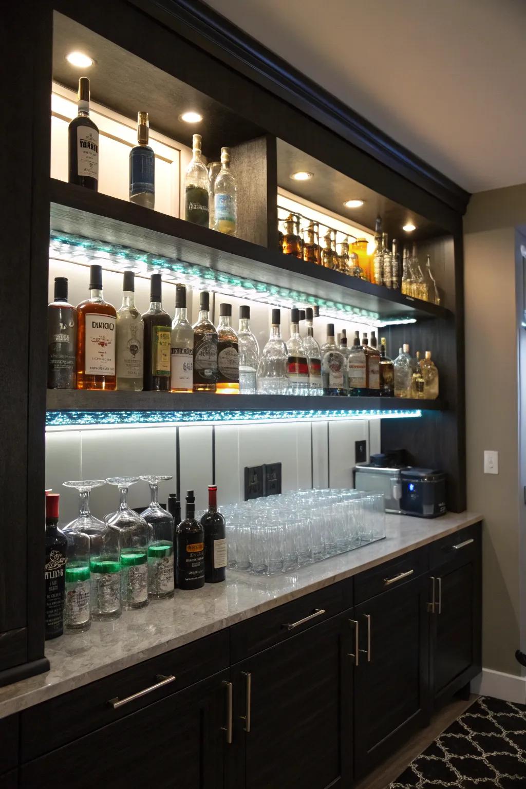 Planned lighting cultivates a warm and inviting ambiance.