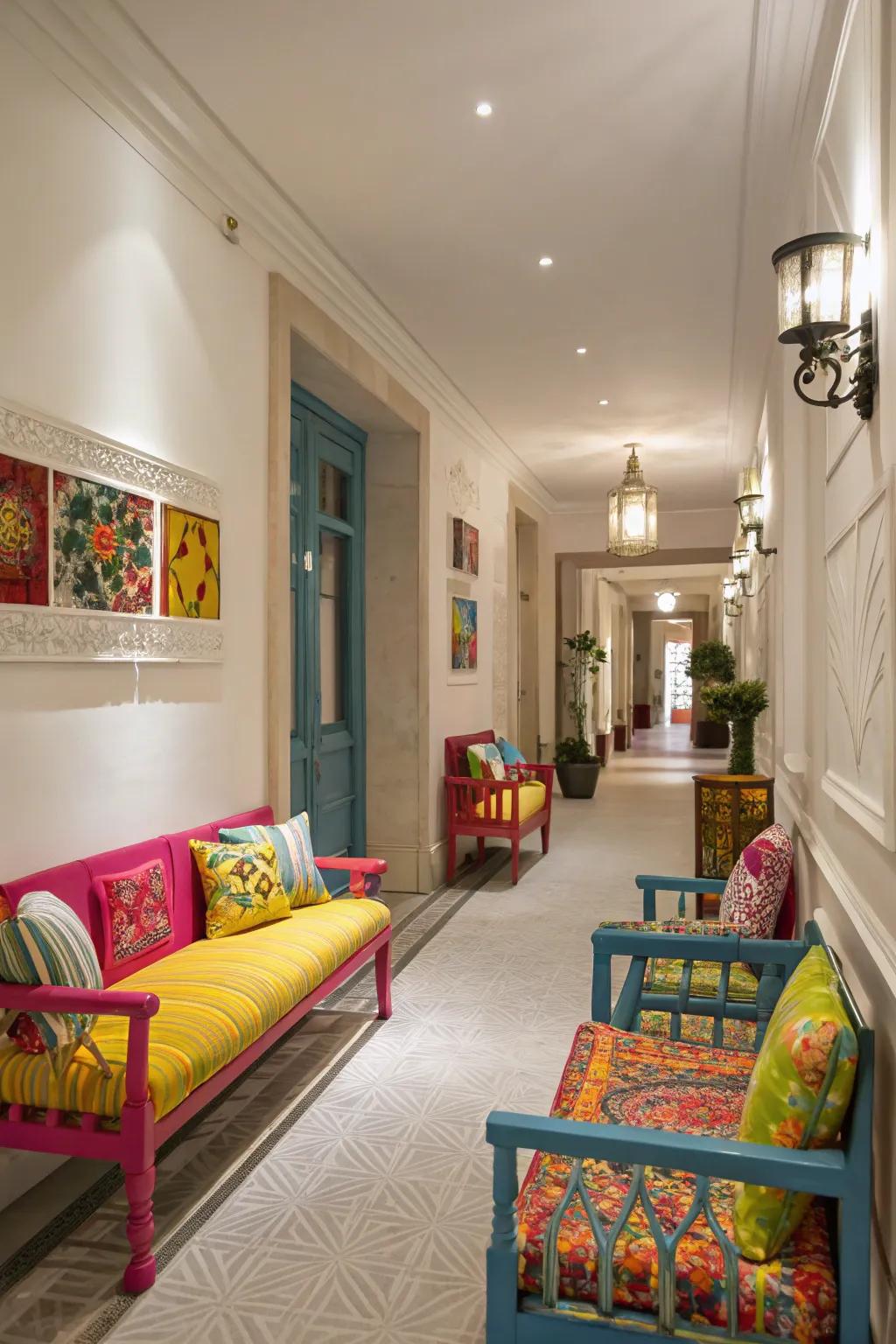 Accent furnishings can deliver both practicality and a burst of tone.