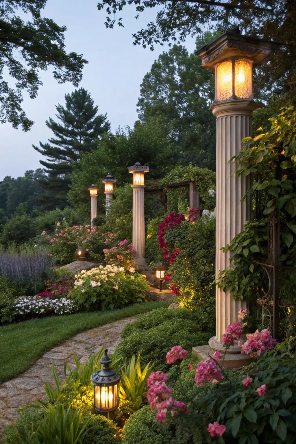 Showcase your garden's allure with calculated lighting.
