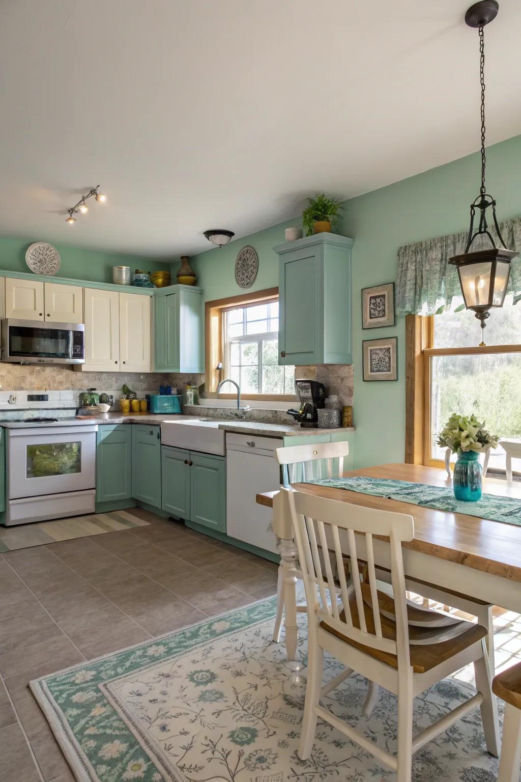 A consistent color scheme unifies the space.