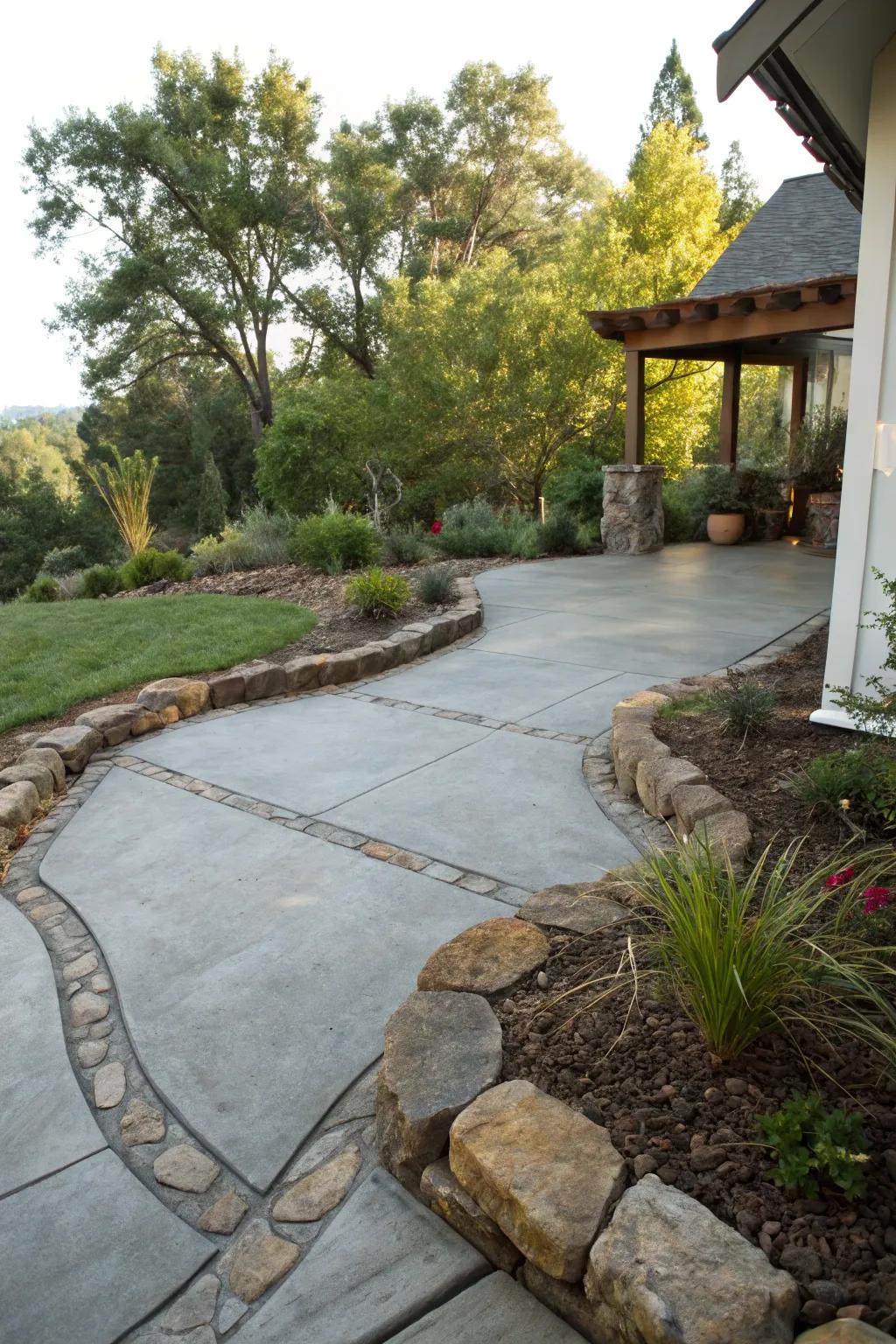 Elemental stone borders deliver rustic appeal and enduring charm.
