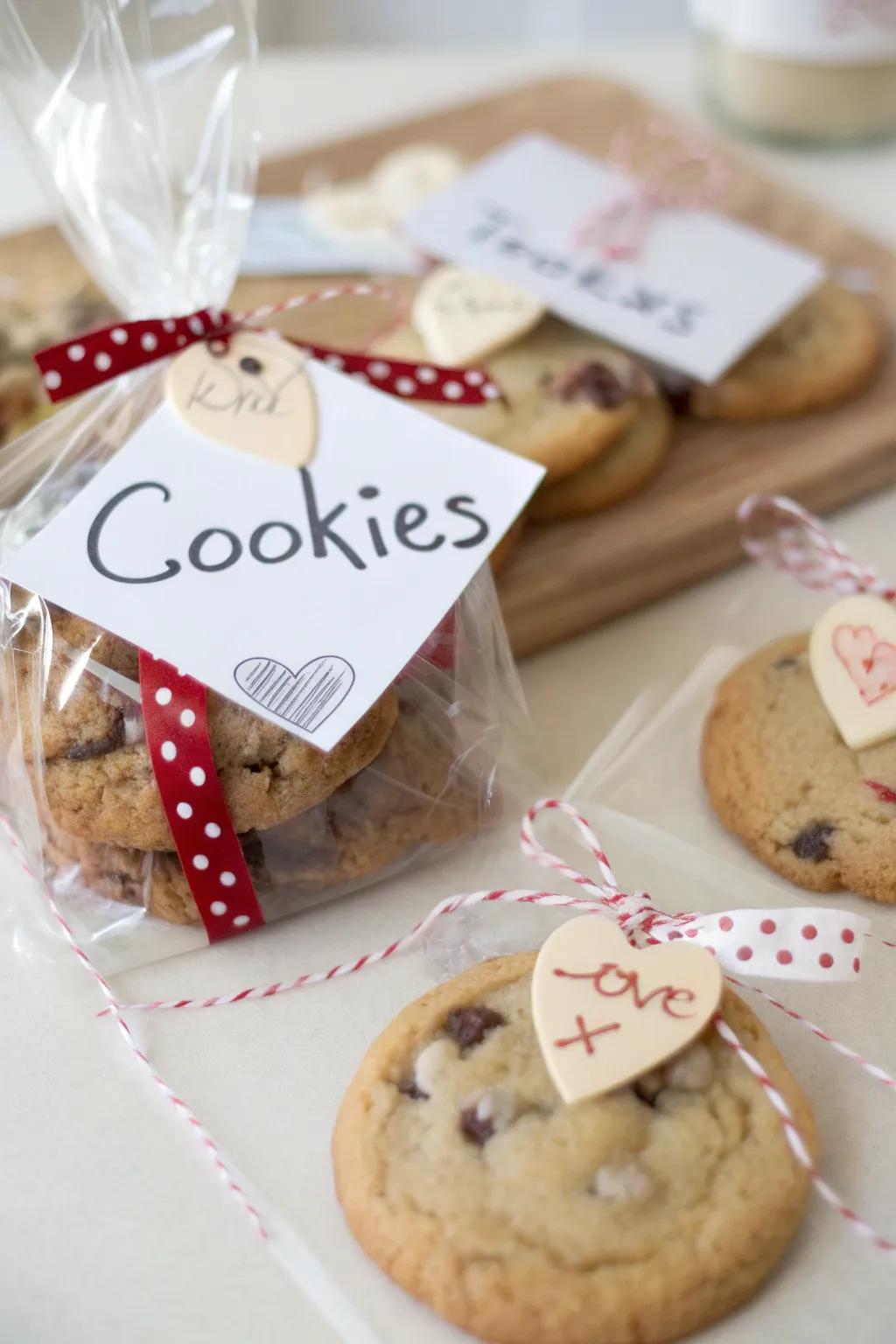 Custom-made labels add a heartfelt touch to biscuit presents.