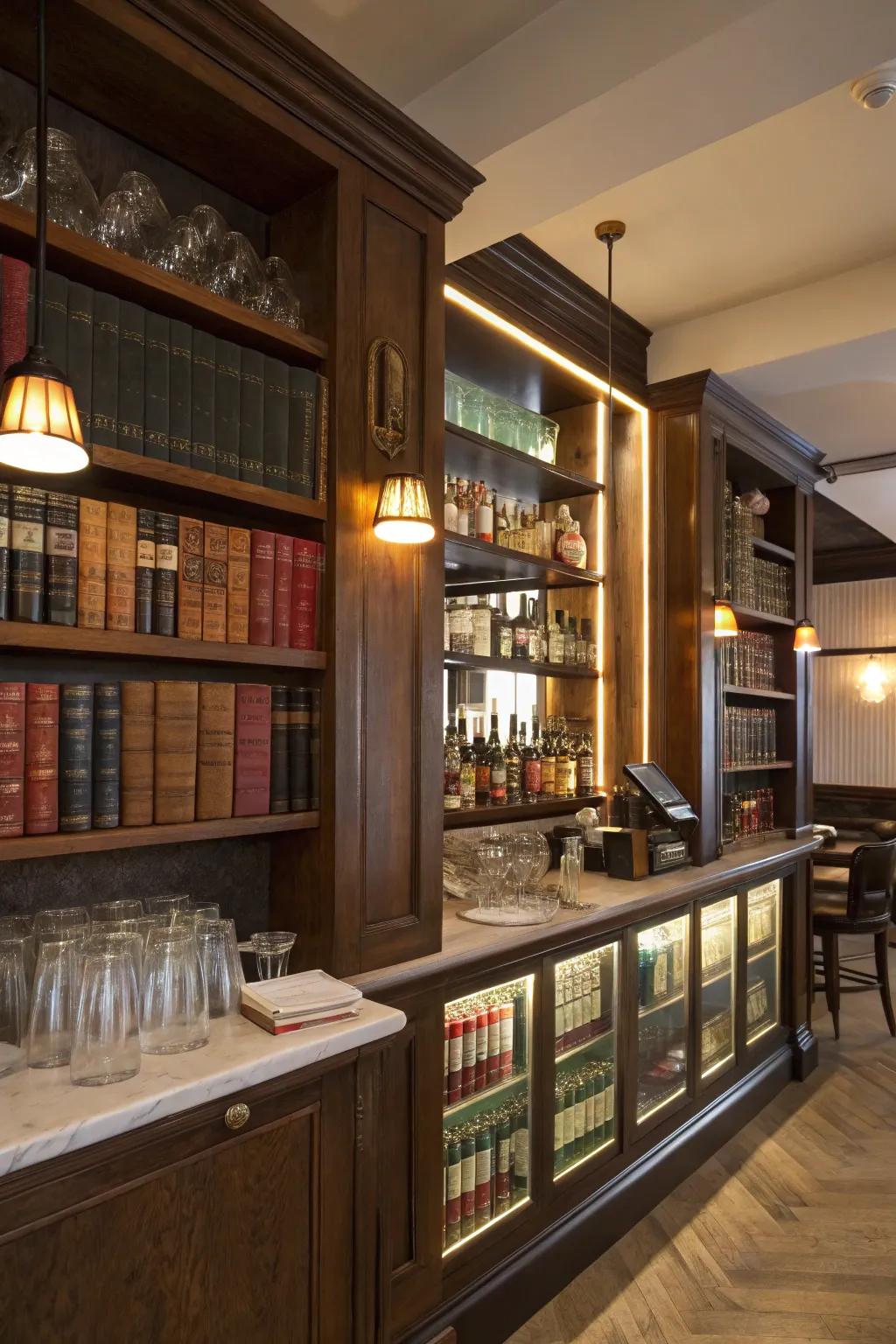 Add intrigue with a hidden bar concept.
