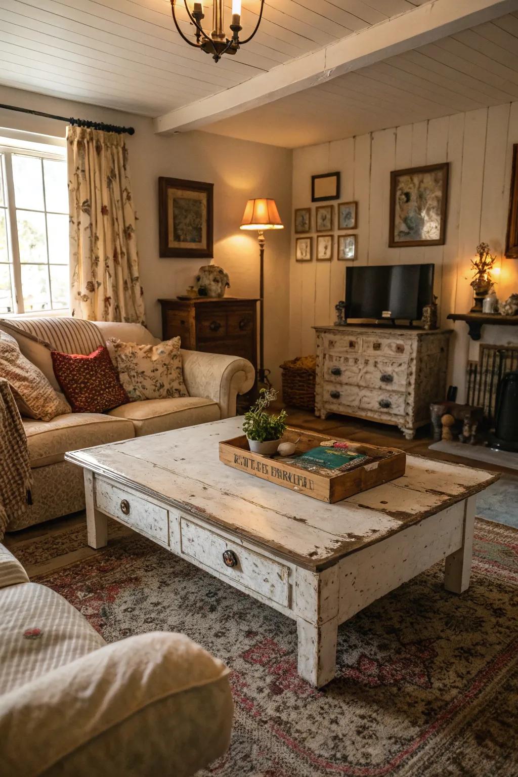 Vintage furniture lends personality and past to the room.