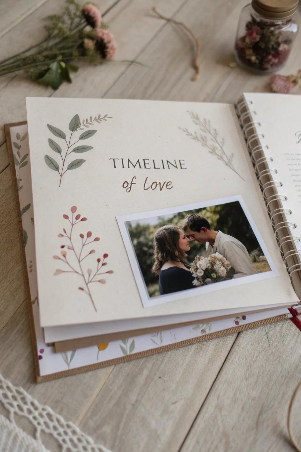 Treasure your journey with a scrapbook page for your 'Chronicle of Love,' where every date holds a special memory.