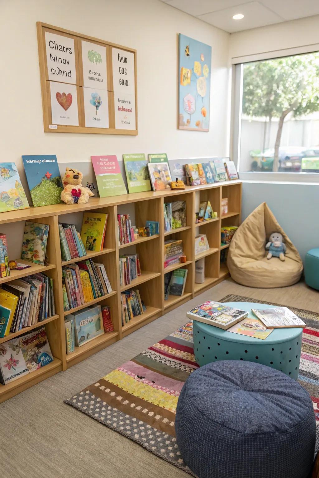 Book displays make storytime an inviting experience.