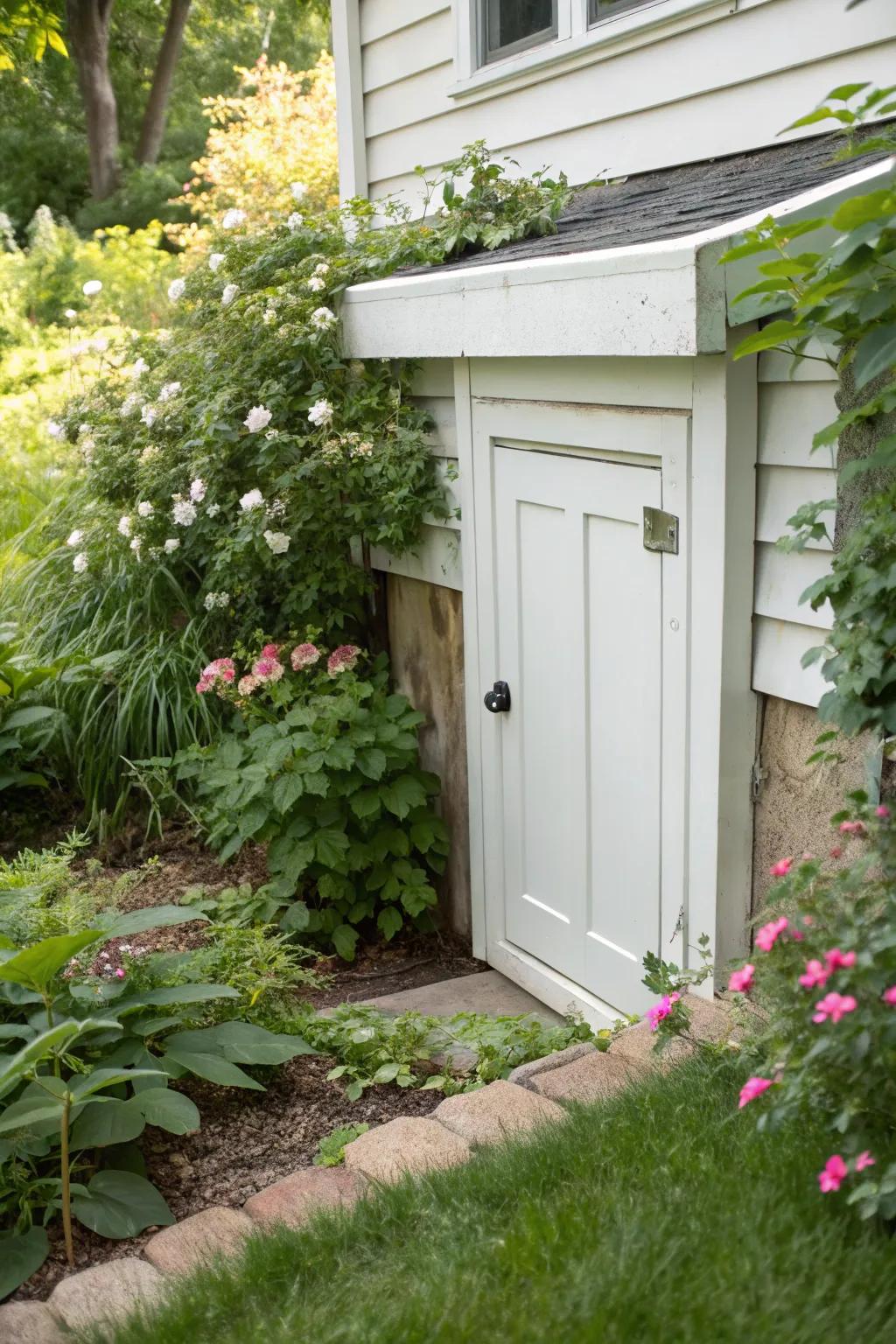 PVC doors provide robust protection and blend effortlessly with garden settings.