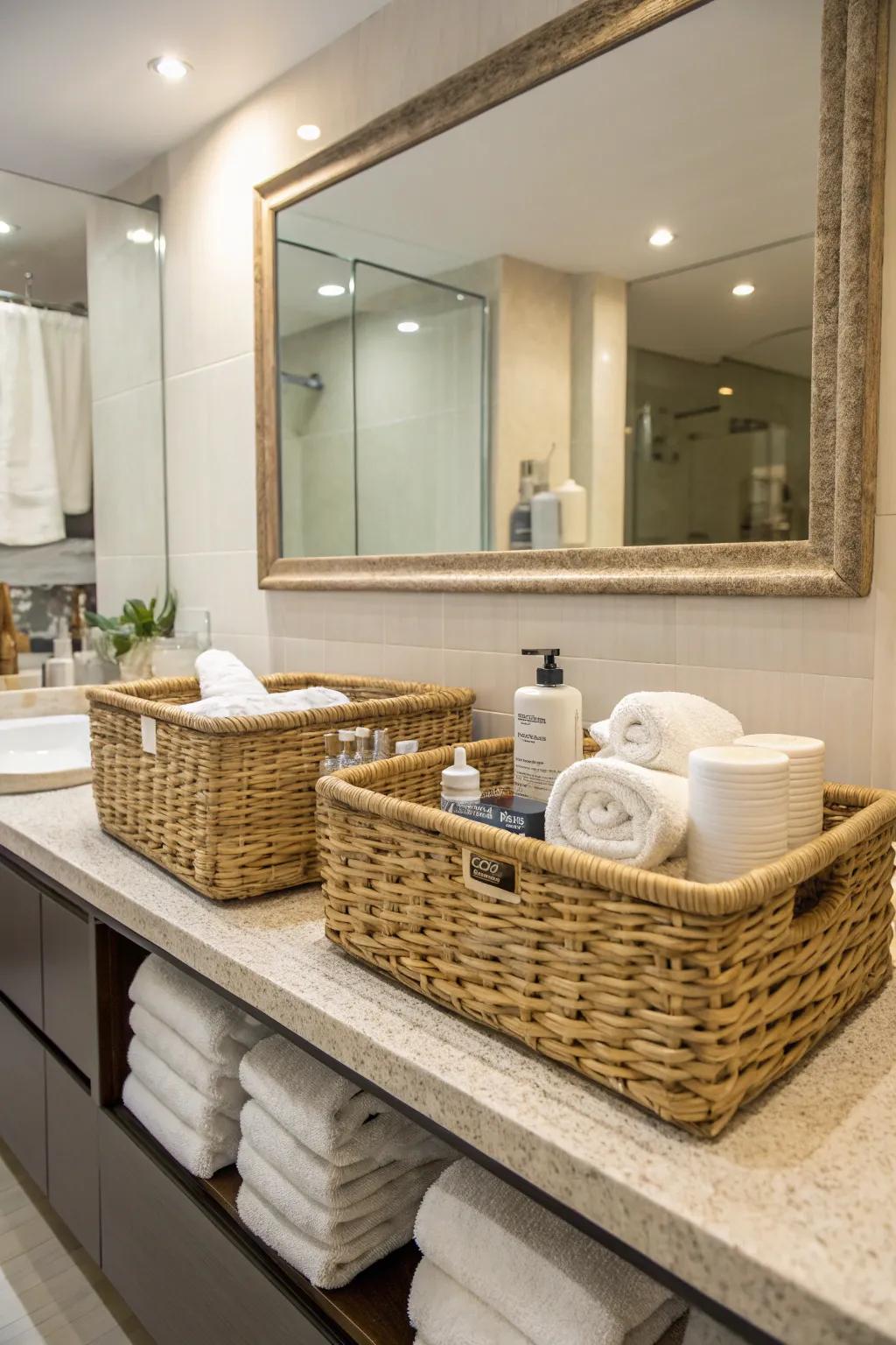 Decorative baskets are both pretty and practical.