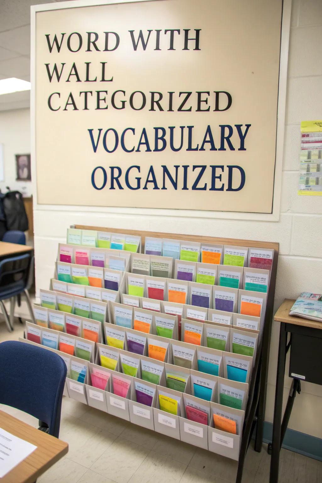 A neatly organized lexical display showcasing vocabulary in sequence