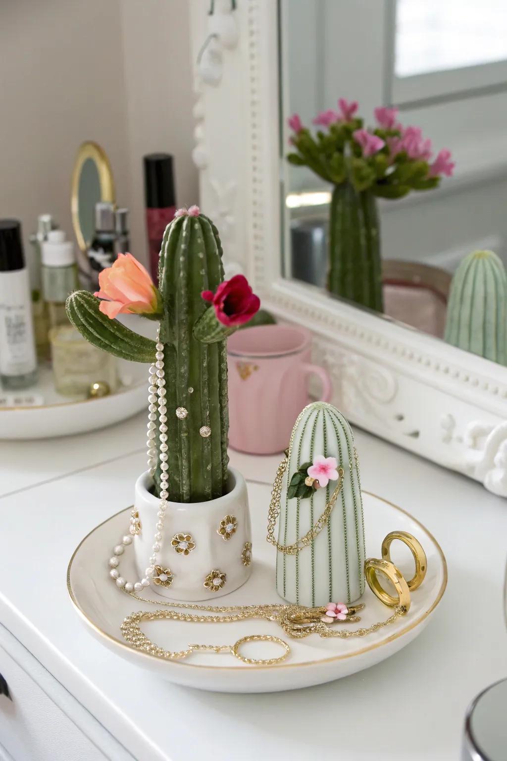 Unique stands ensure your jewelry stays stylishly organized.