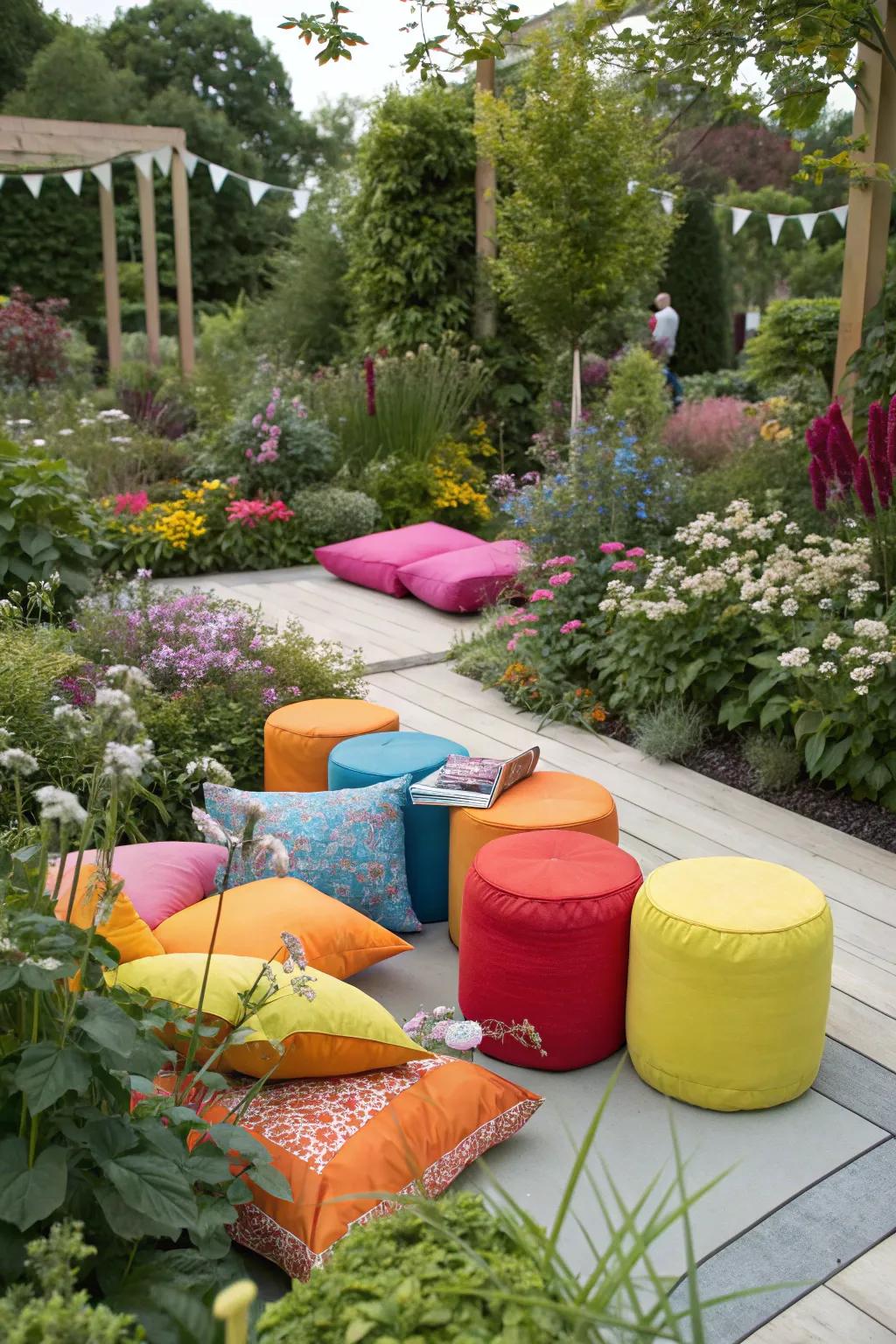 Vibrant accents can invigorate your garden area.
