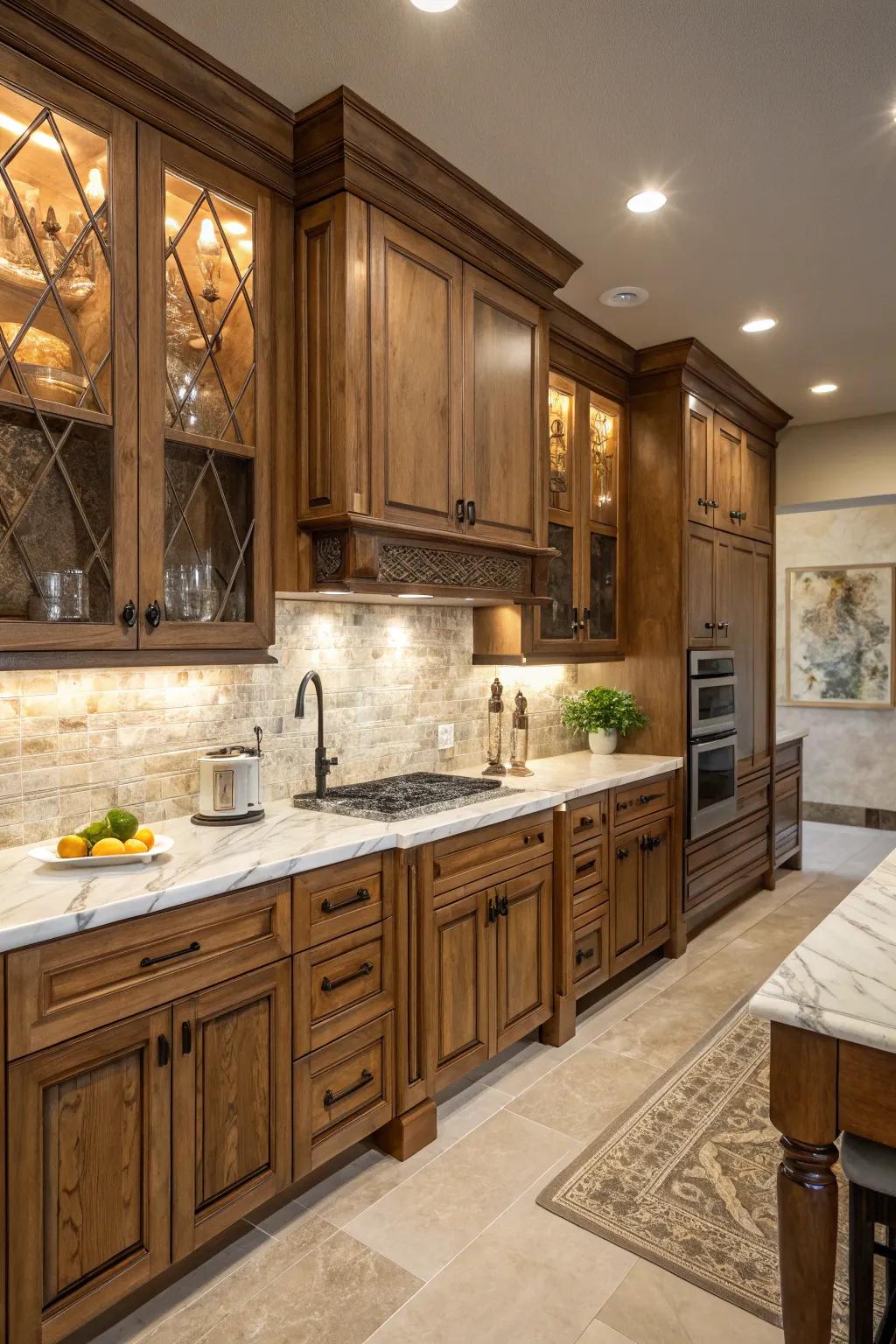 An intertwining of elements amplifies both dimension and texture within the cooking area.