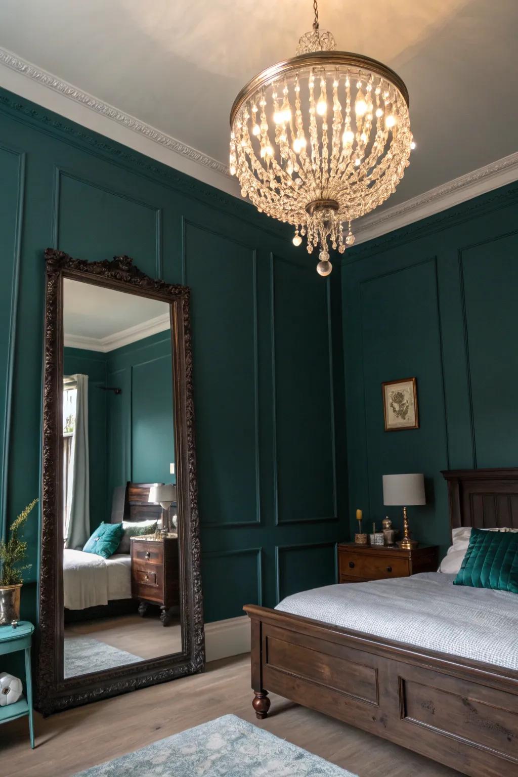 Metallic adornments amplify the sophistication of teal.