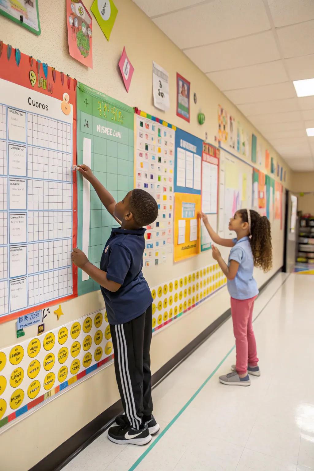 A progress showcase that features customized aim-setting areas for learners.