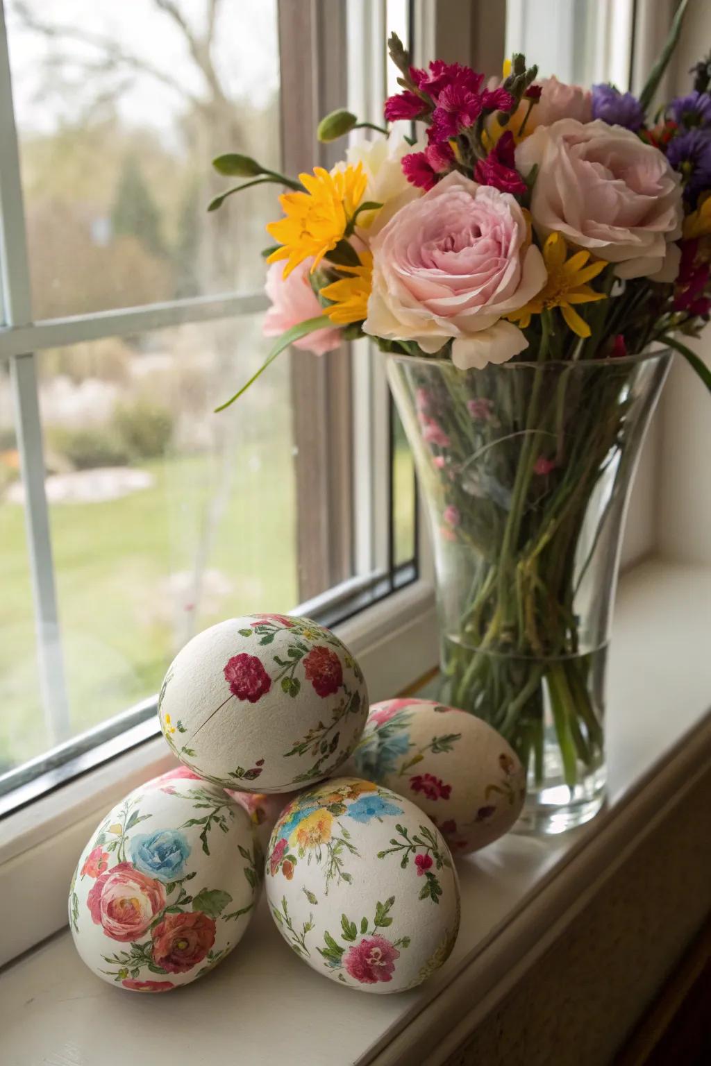 Bloom adorned orbs ushering in a suggestion of spring indoors