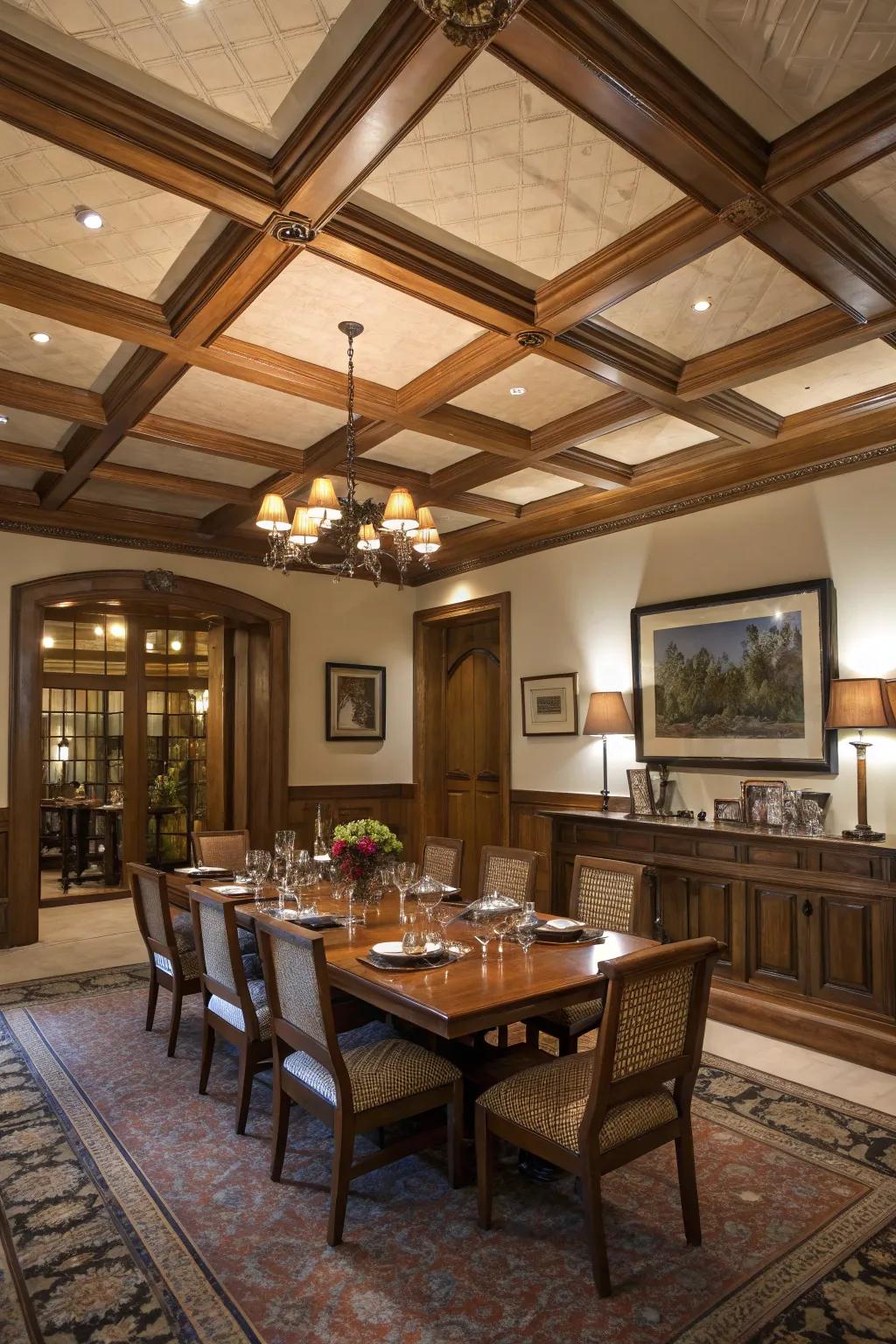 Grid ceilings with beams bring a touch of elegance to any space.