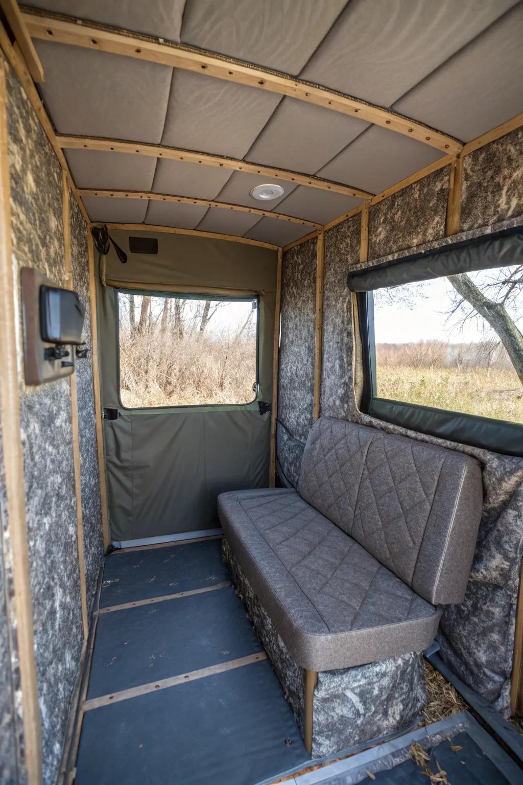 Insulation ensures comfort by keeping a warm temperature inside the blind.
