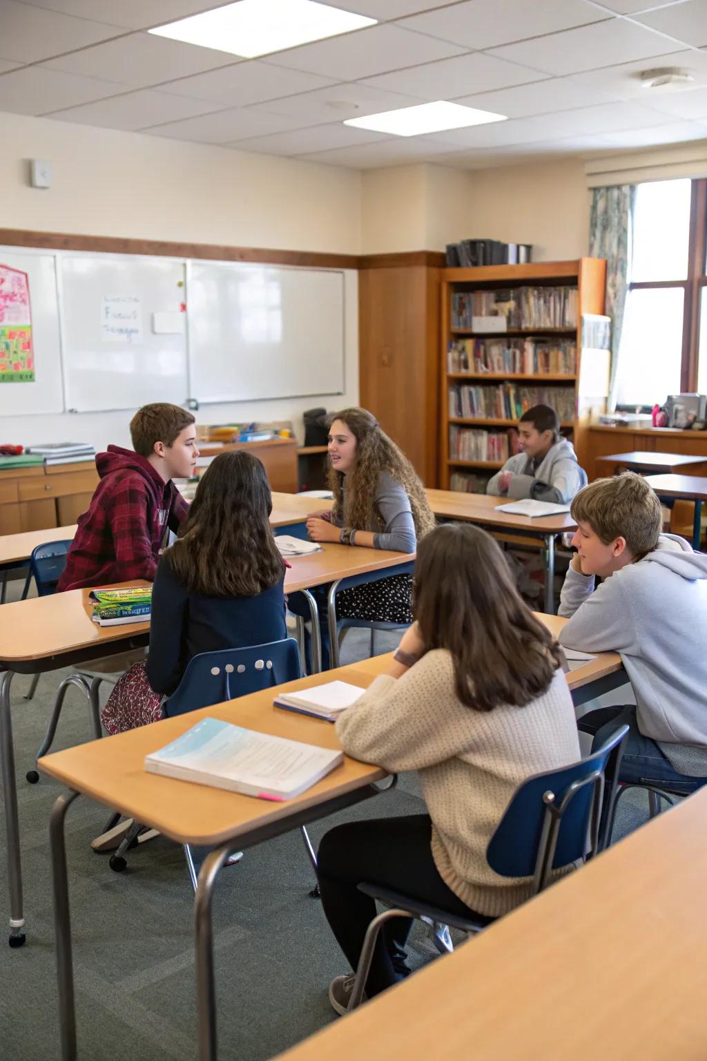U-shaped desk arrangements cultivate inclusive and captivating classroom dialogues.