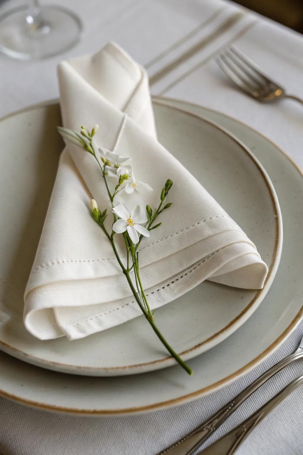 Intricate napkin folds add an artistic touch to your table.