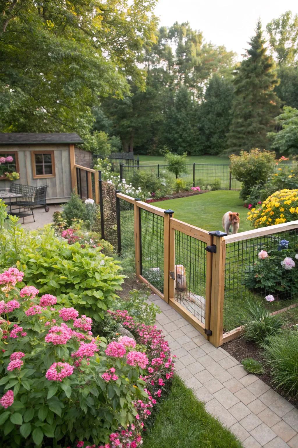 A fence incorporated into the garden merges beautifully with the surrounding nature.
