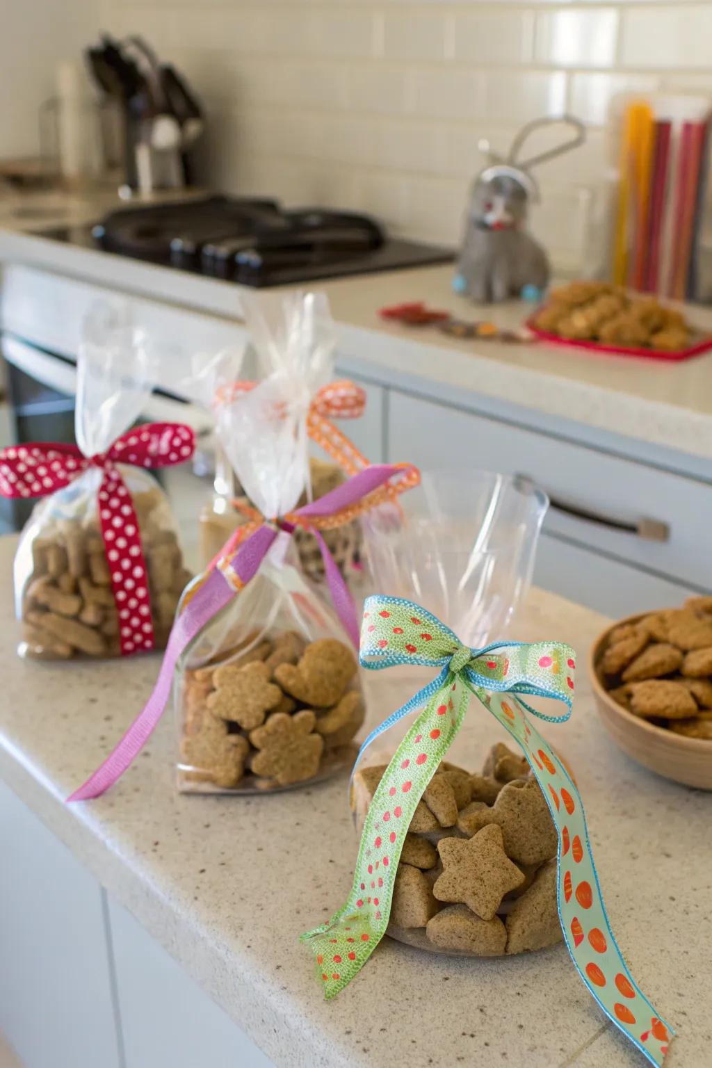Homemade dog biscuits bundled with affection.