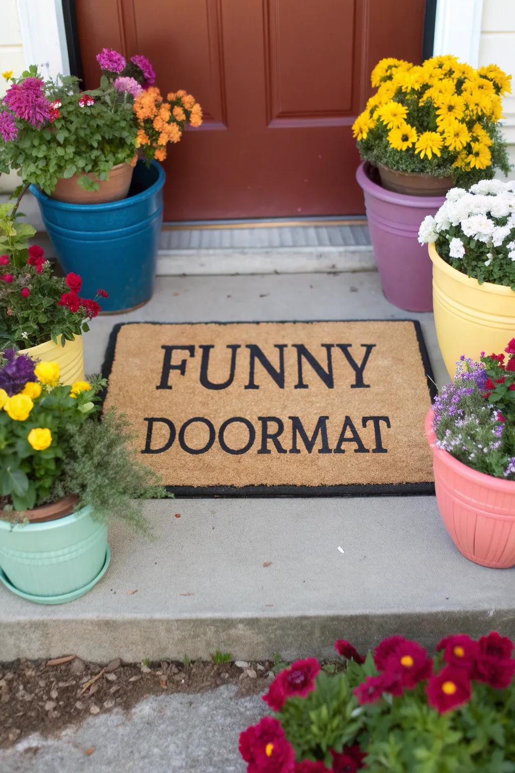 Humorous doormats inject personality and amusement into the entrance