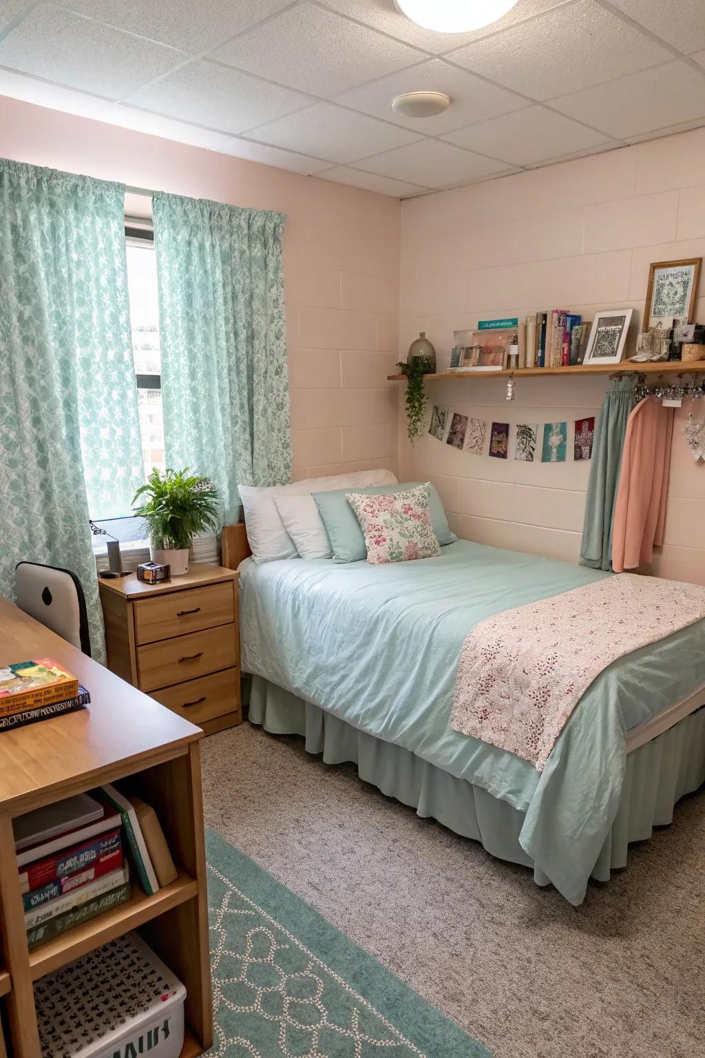 Color harmony brings balance to a compact space.