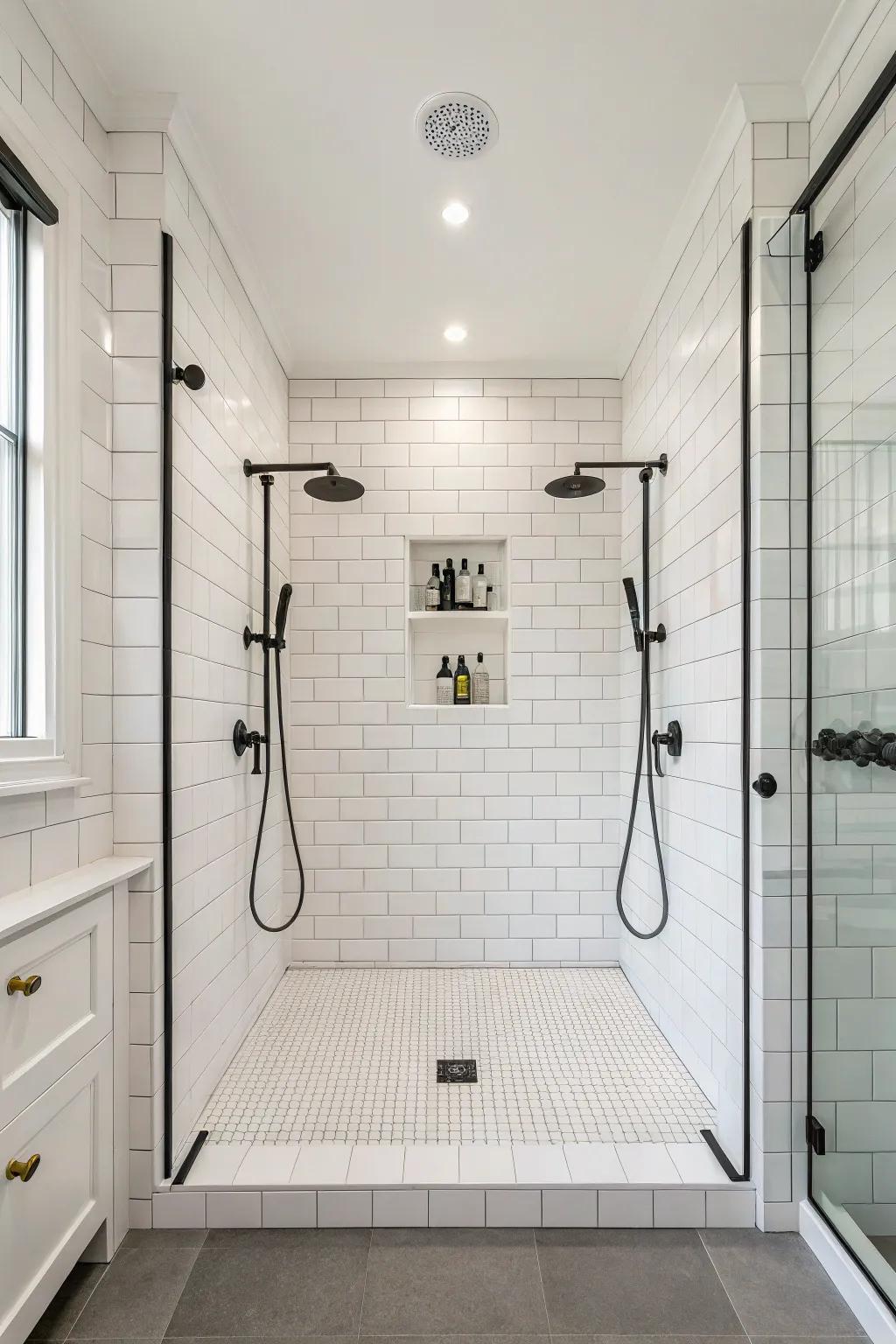 Achieve modern elegance with a minimalist dual showering design.