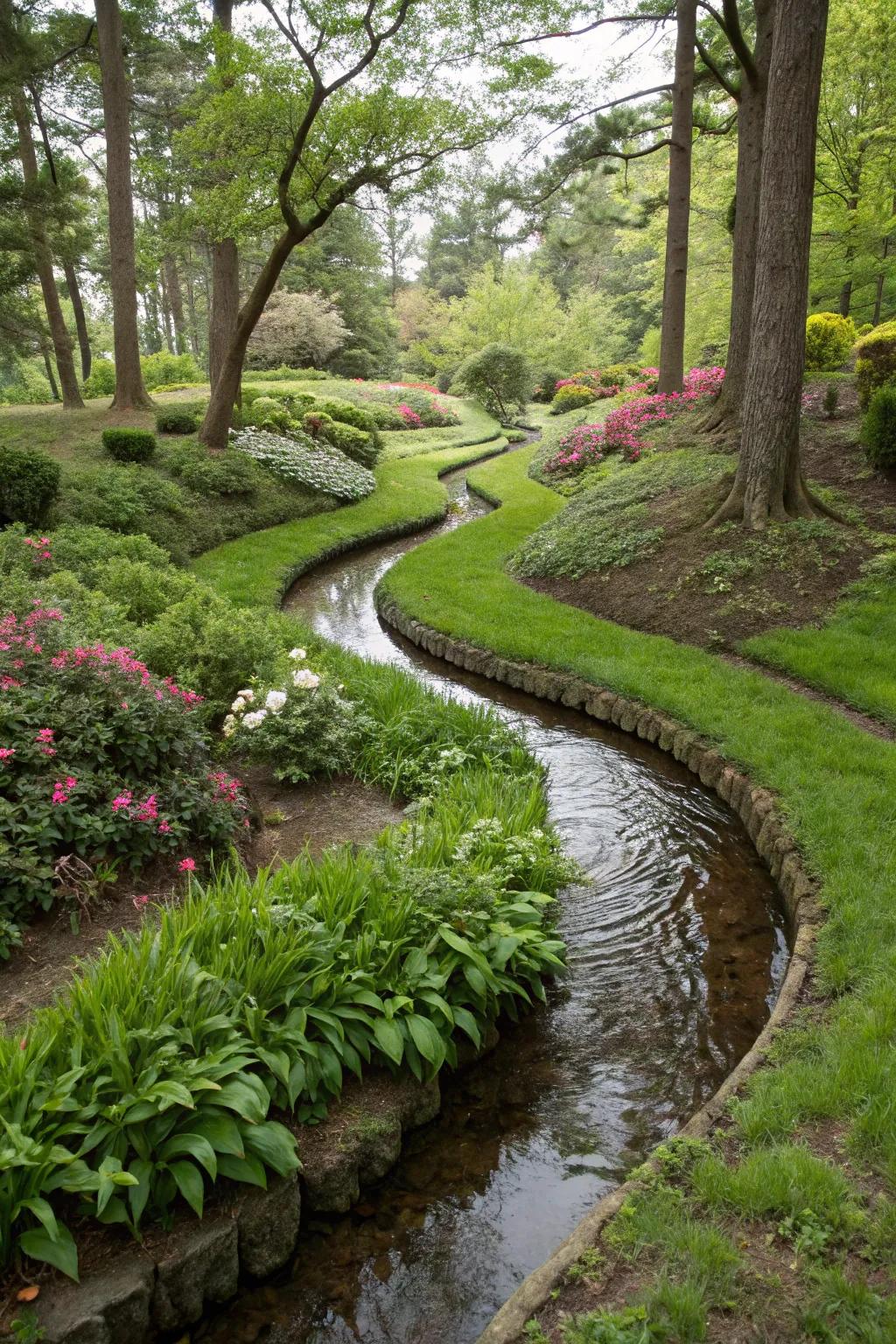 Arched channels contribute an element of nature's design to your garden.