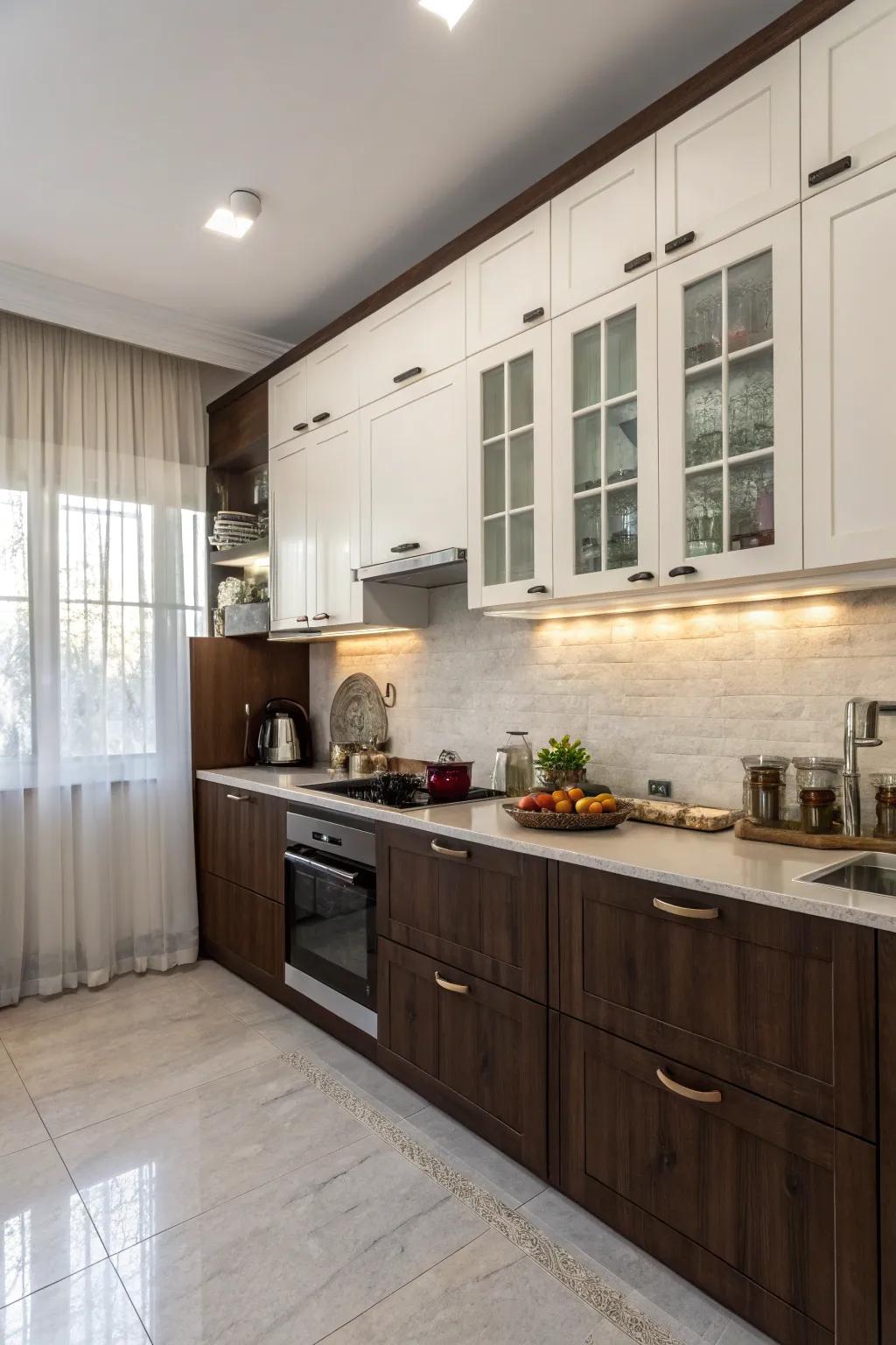 Dual-tone cabinetry that adds dimension and style.