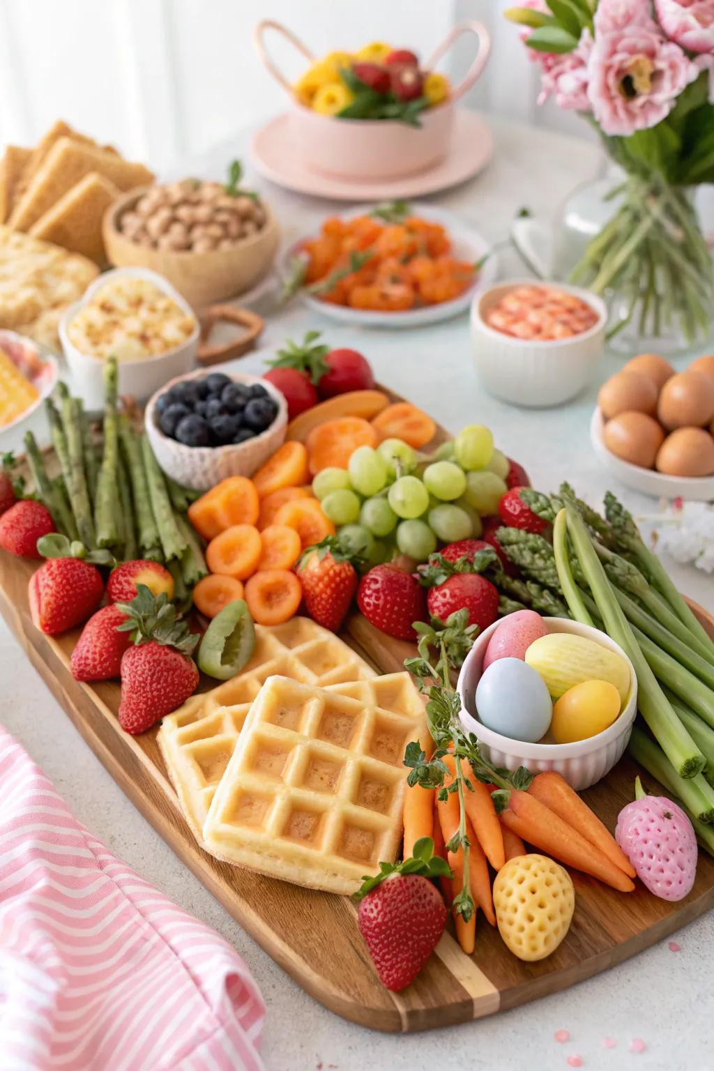 A vibrant Easter Almuerzo plank that delights both the sight and gustatory faculties.