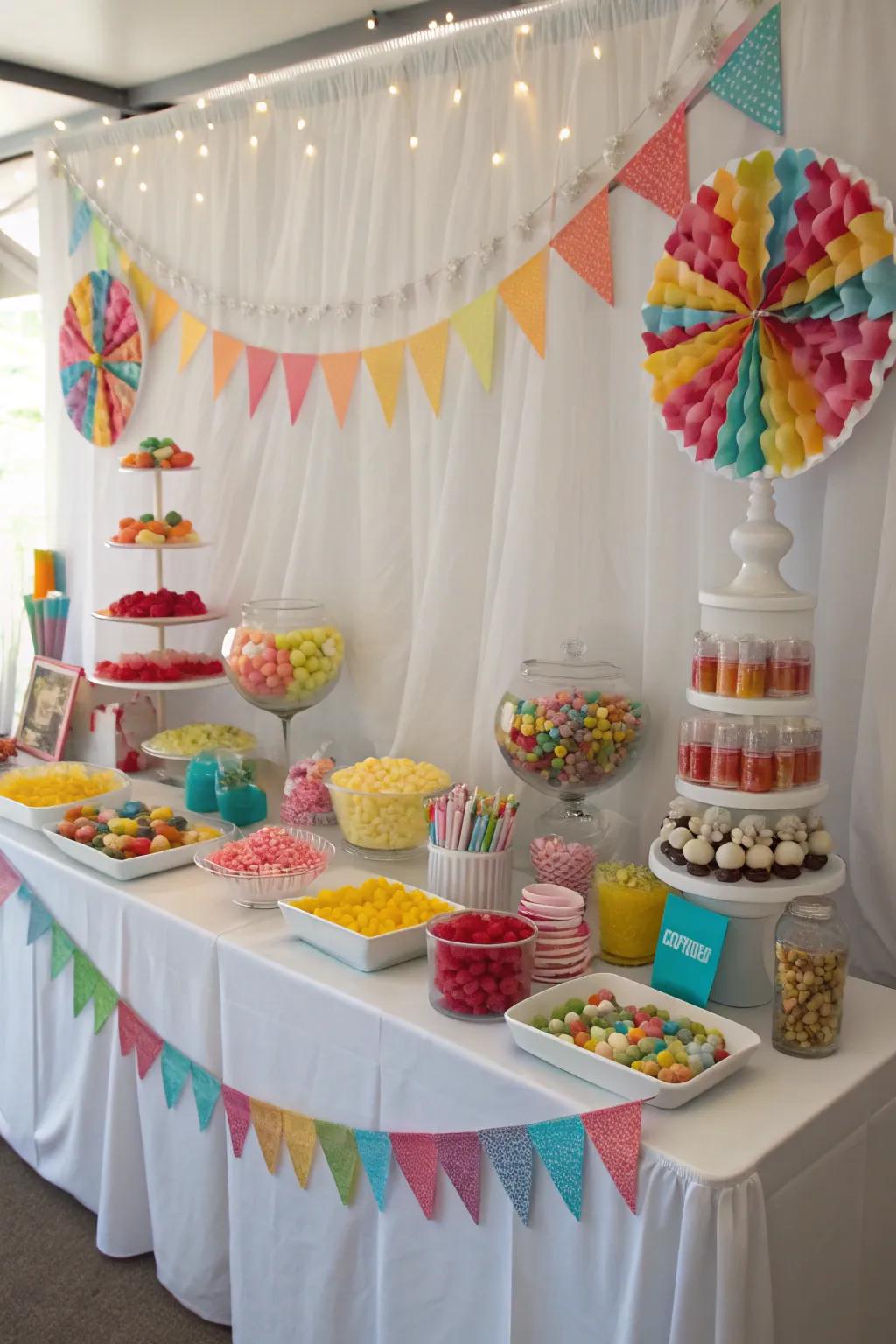A themed setting enhancing the candy station.