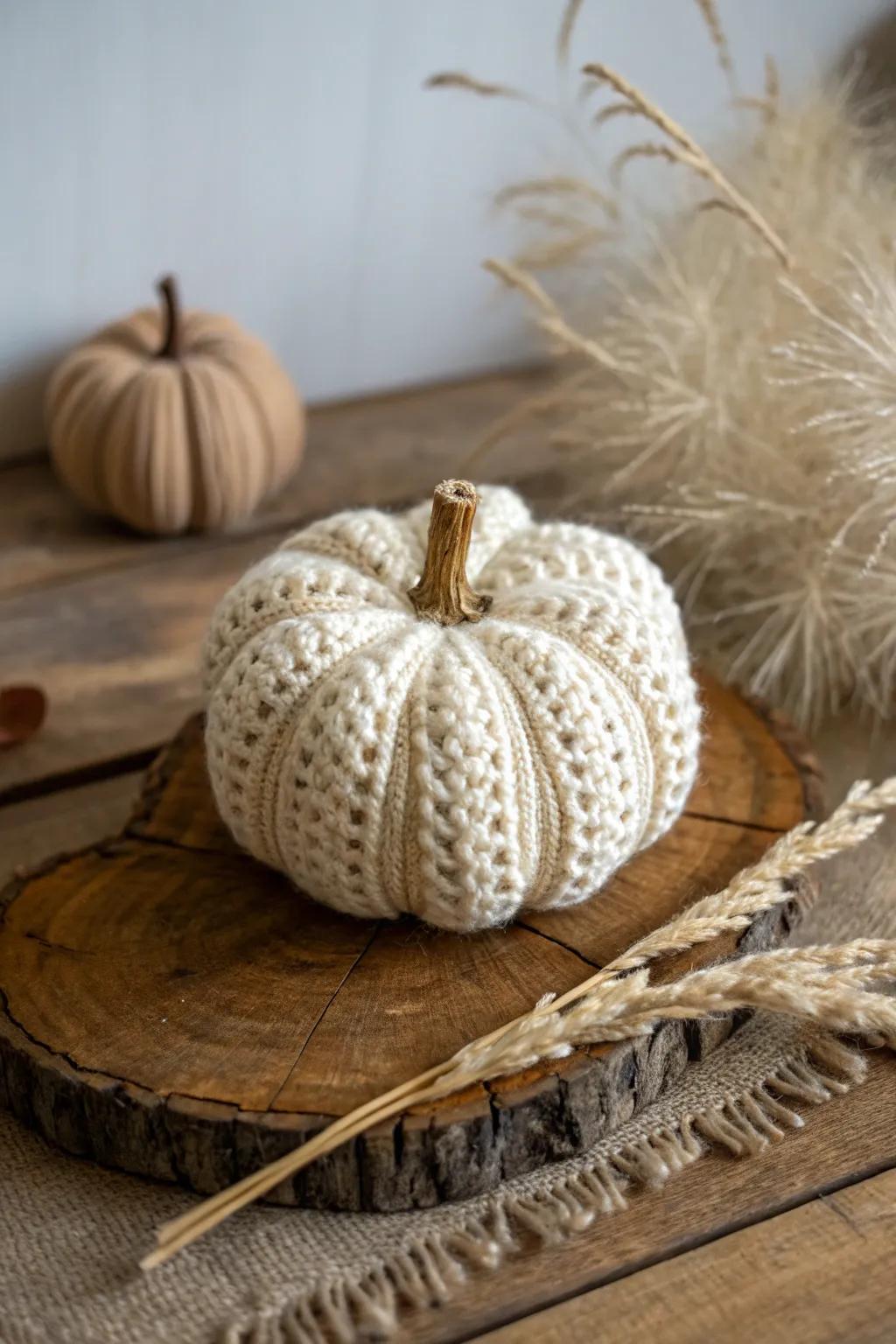 Welcome autumn's allure with a handcrafted crochet gourd, a seamless combination of simplicity and class.