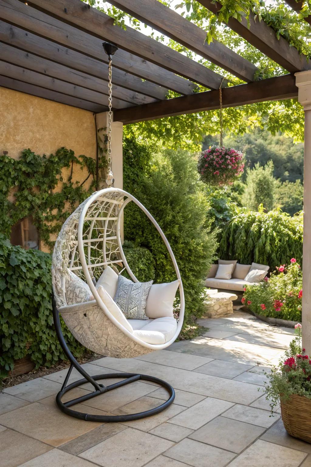 Rejoice in the soothing cadence of a suspended egg chair.