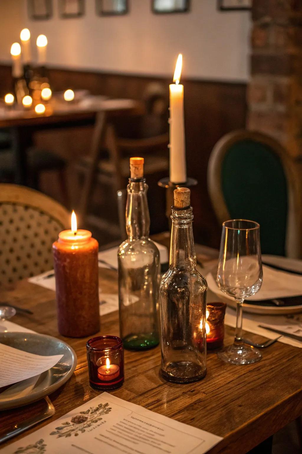 Create a passionate atmosphere with container candle stands.