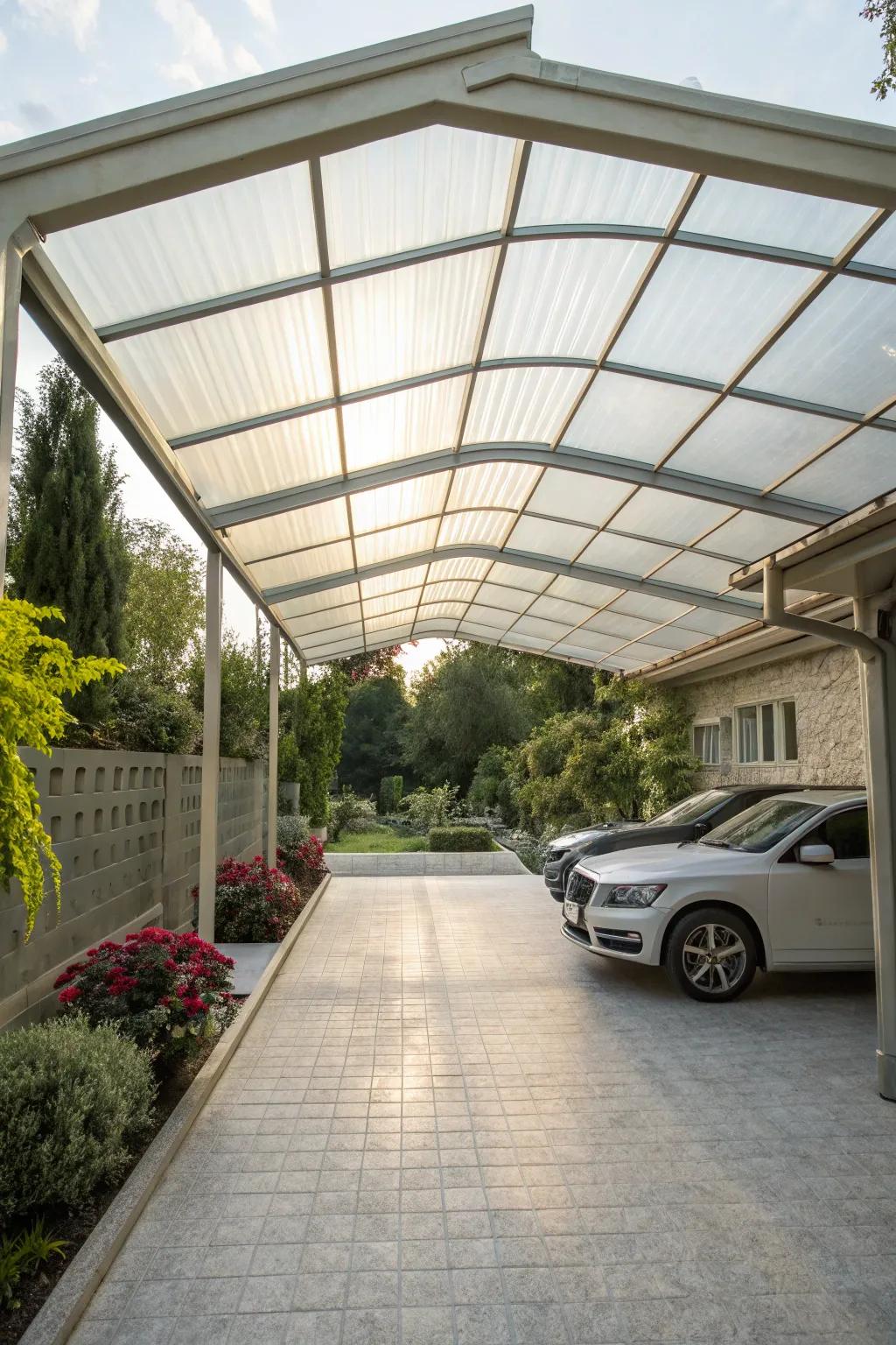 Savor light and air through an open-concept carport layout.