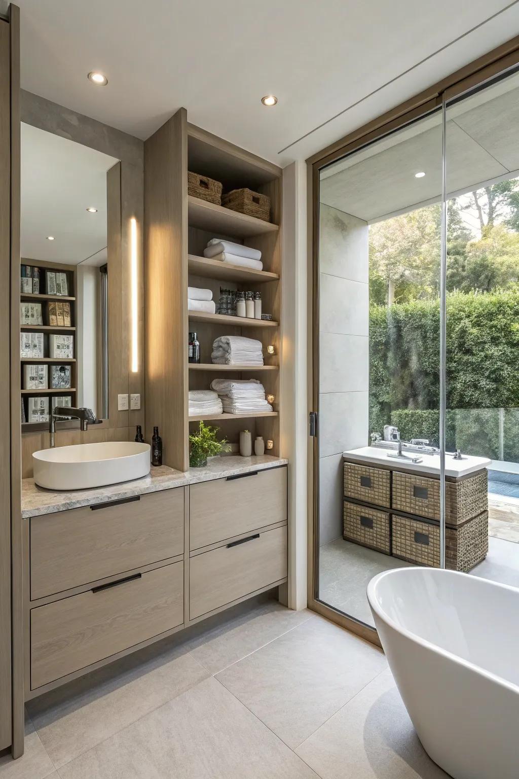 Clever storage keeps your ensuite organized and clutter-free.