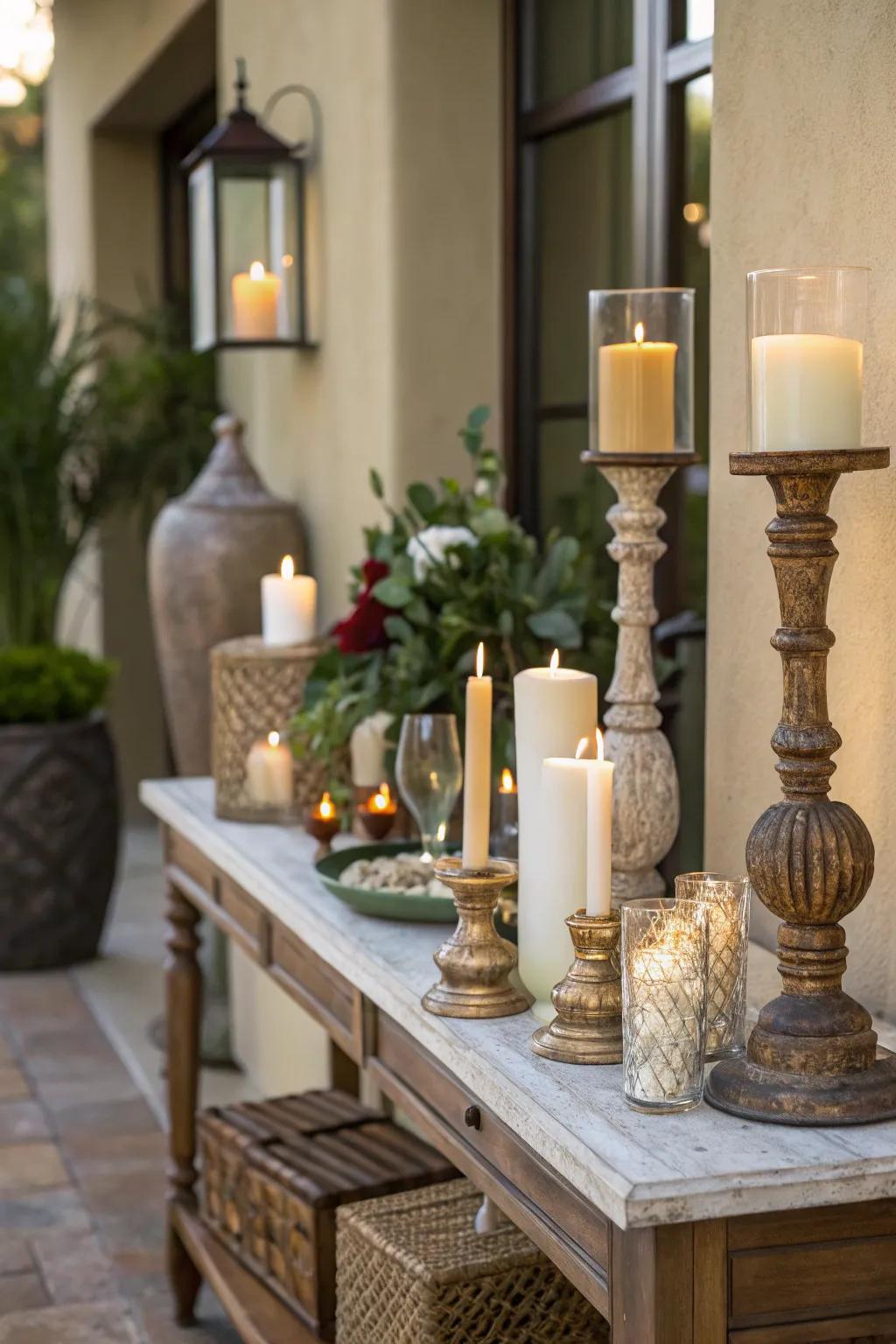 Illuminating wax infuses a comfortable and inviting feel to your entry area.