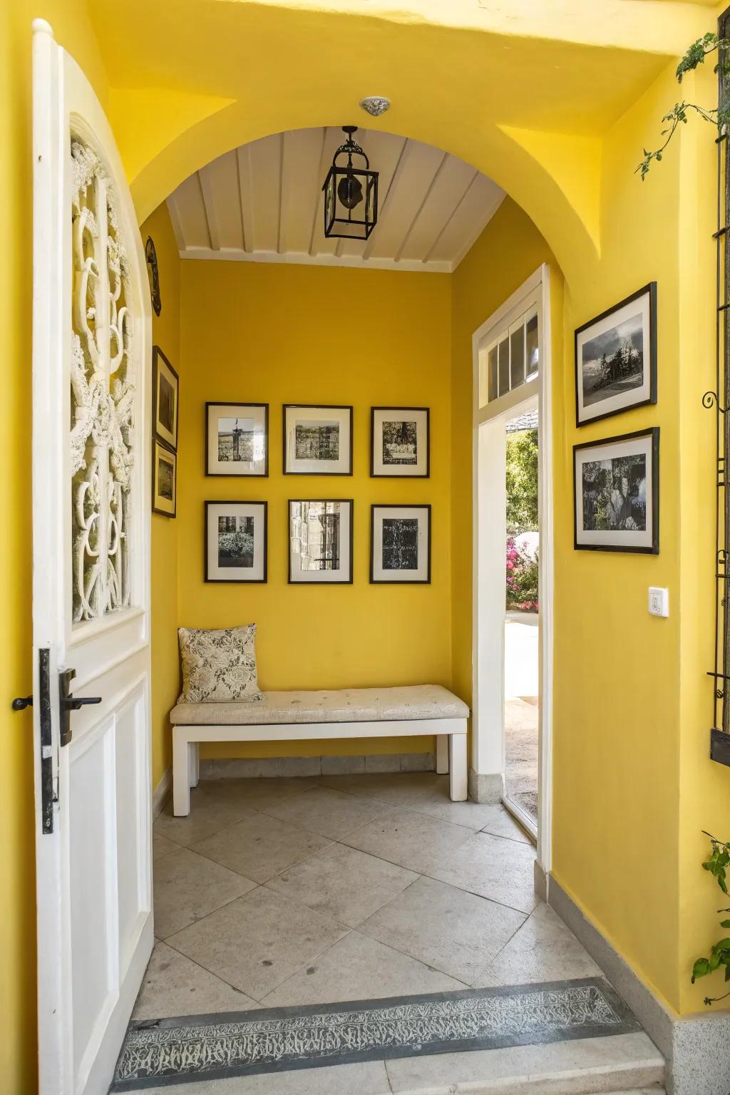 Exude cheerfulness with a radiant gold entryway.